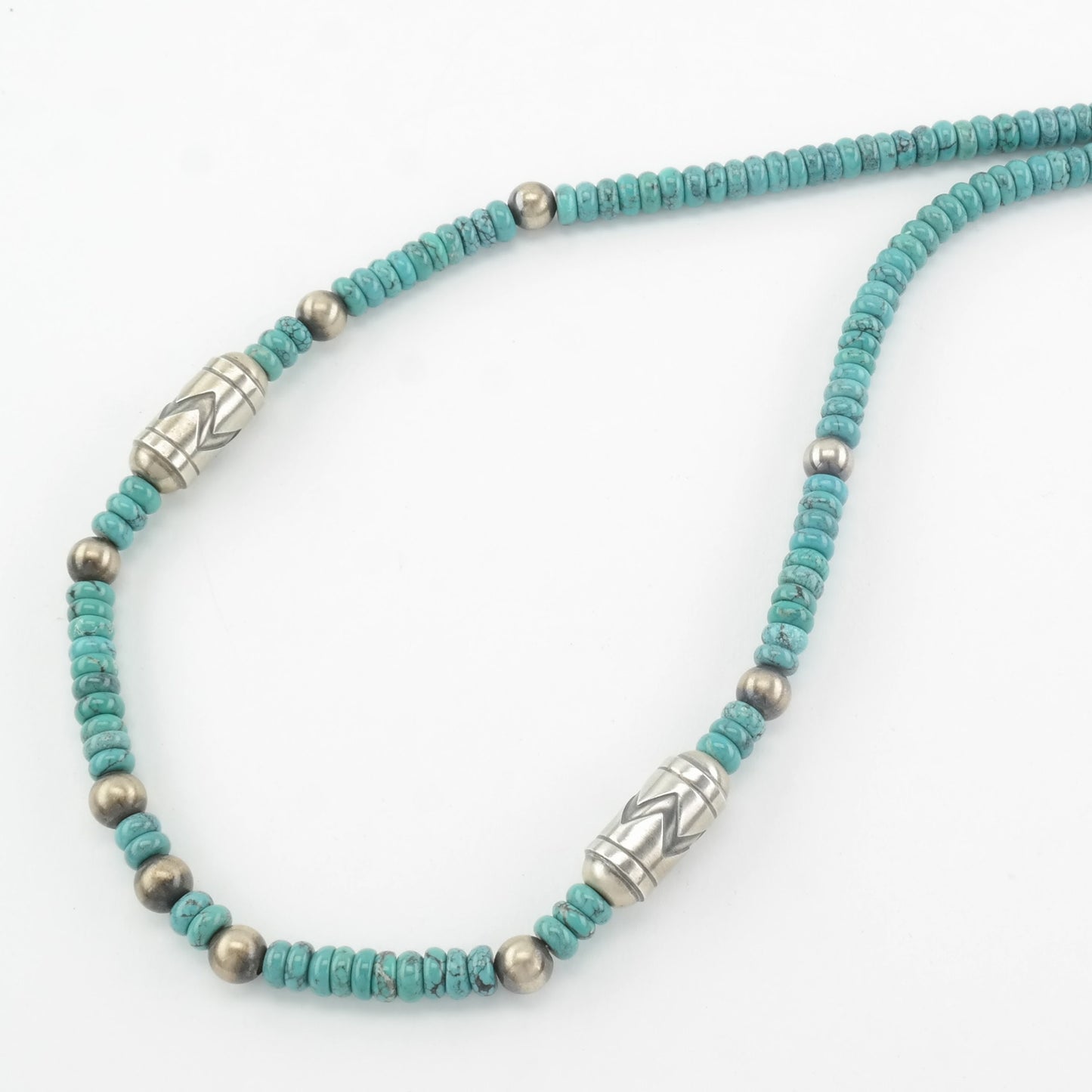 Vintage Running Bear Sterling Silver Blue Turquoise Bead, Overlay Necklace