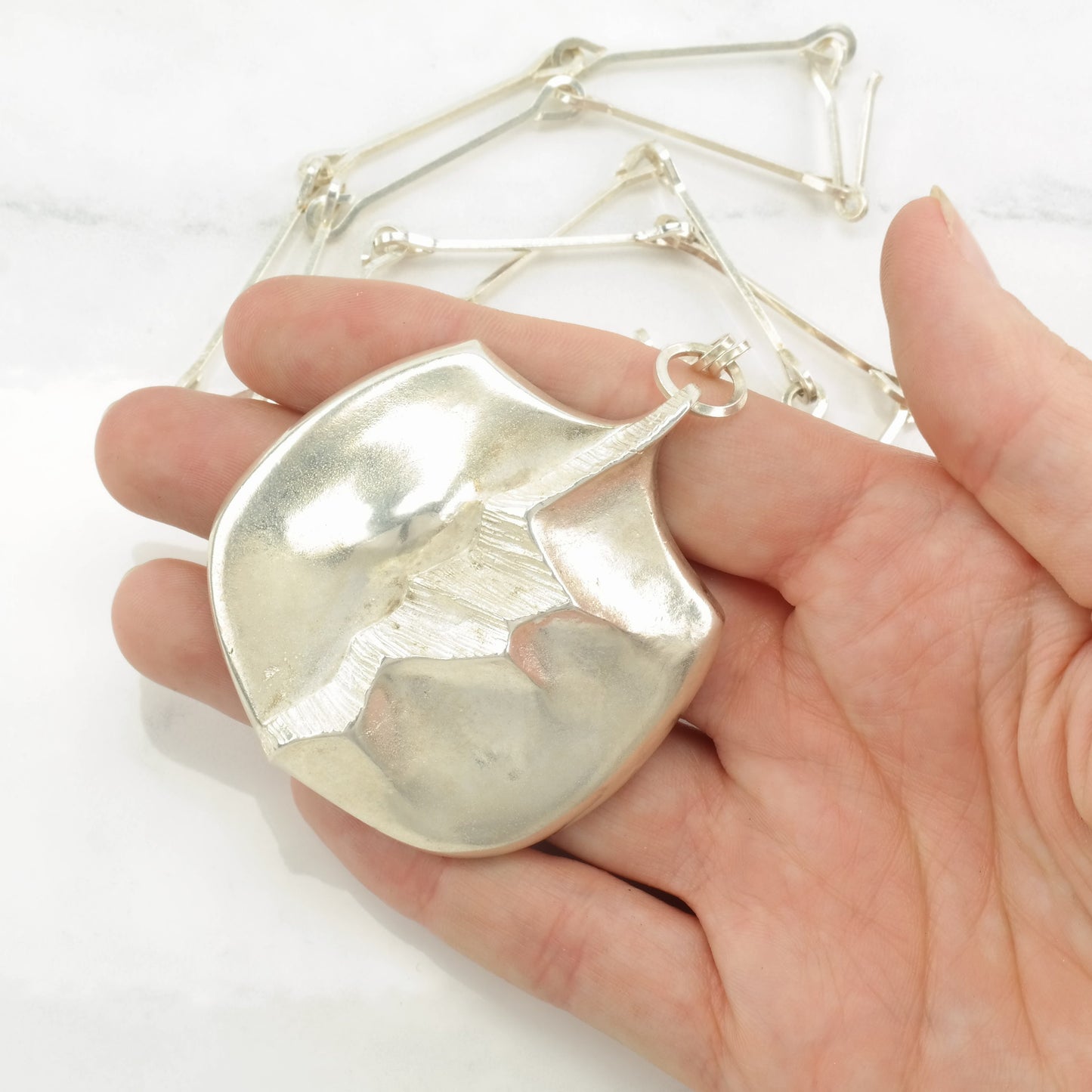 Vintage Modernist Sterling Silver Swedish, Abstract, Modernist Necklace