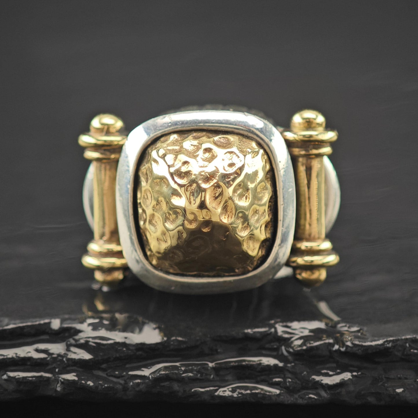 Dian Malouf Dome 14K Gold Accent Ring Sterling Silver