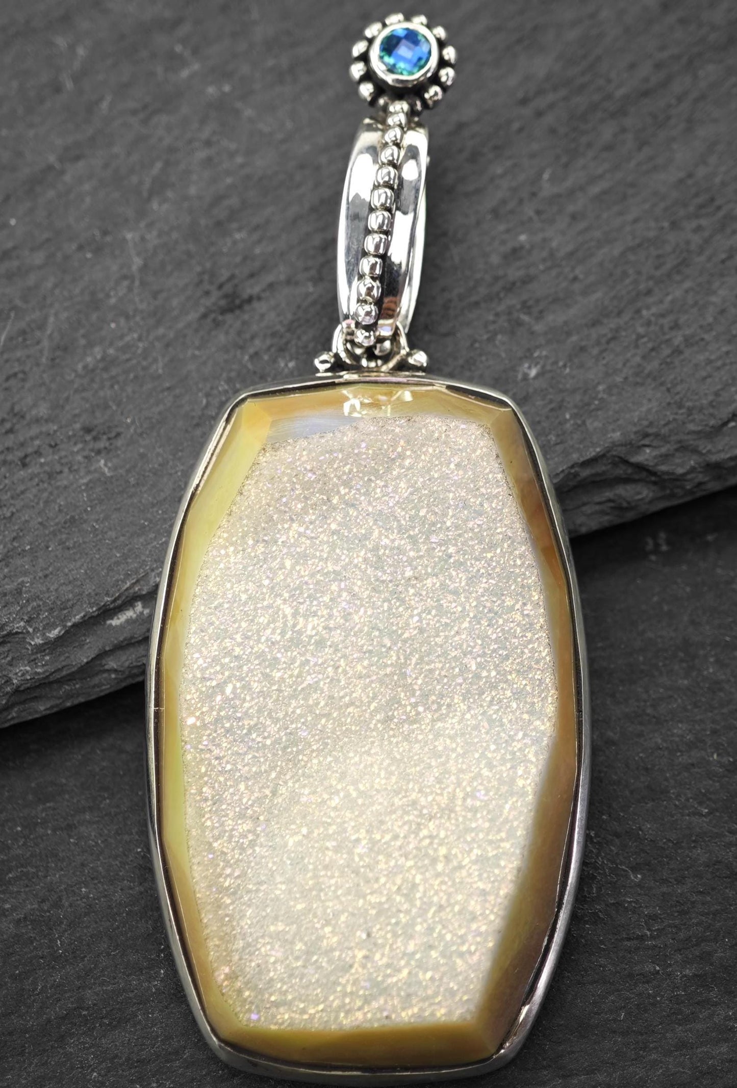 3" Colleen Lopez Quartz Druzy Sterling Silver Pendant
