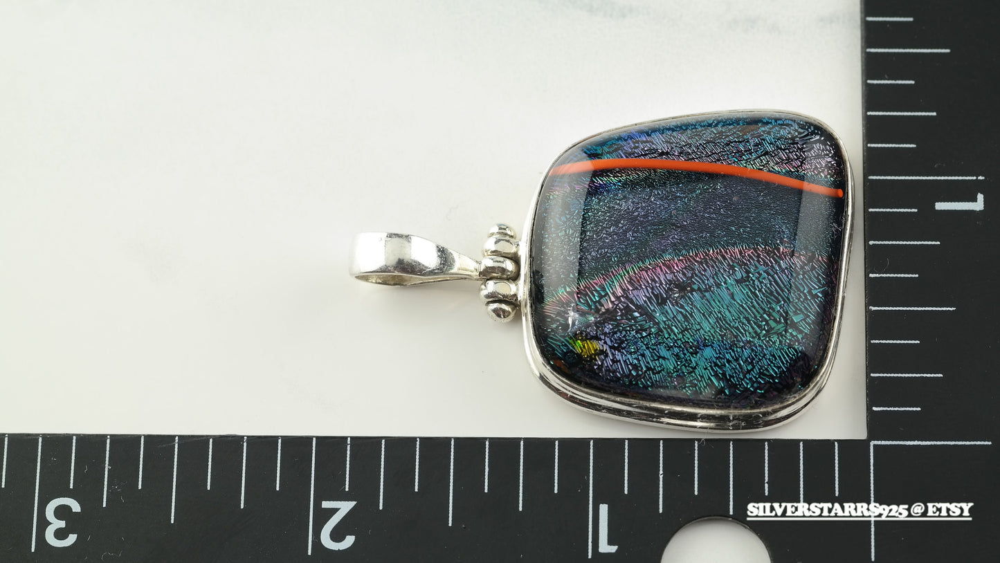 Dichroic Glass Sterling Silver Pendant P1609