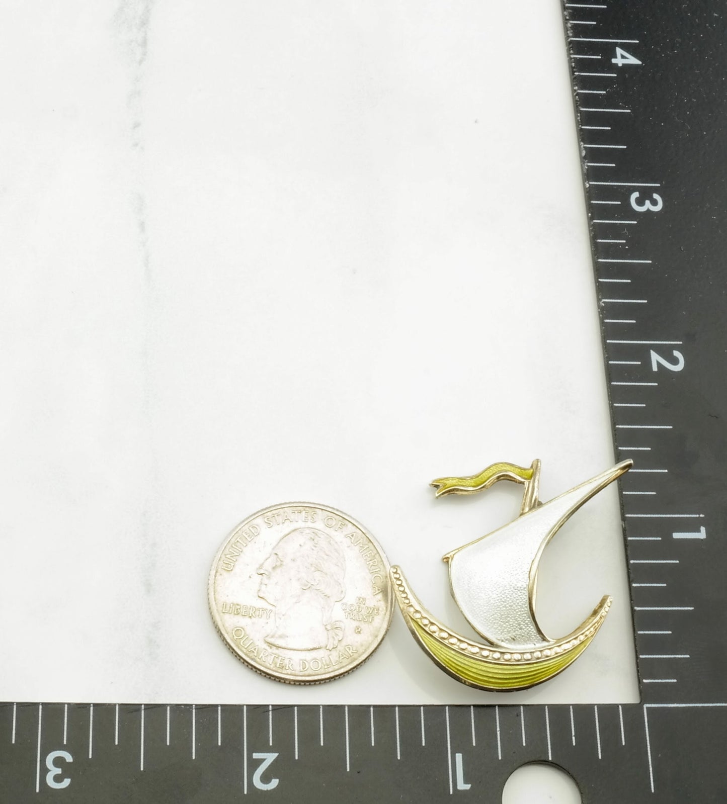 Norwegian Enamel Sailboat Sterling Silver Brooch B1346