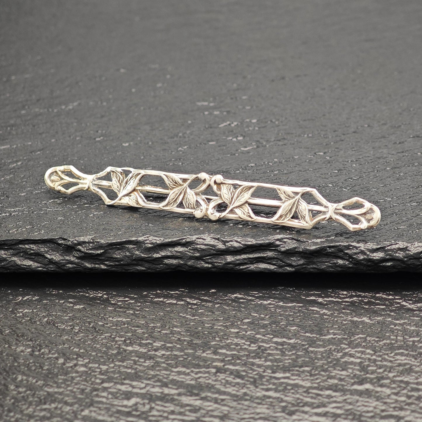 Vintage Art Nouveau, Floral Brooch Sterling Silver