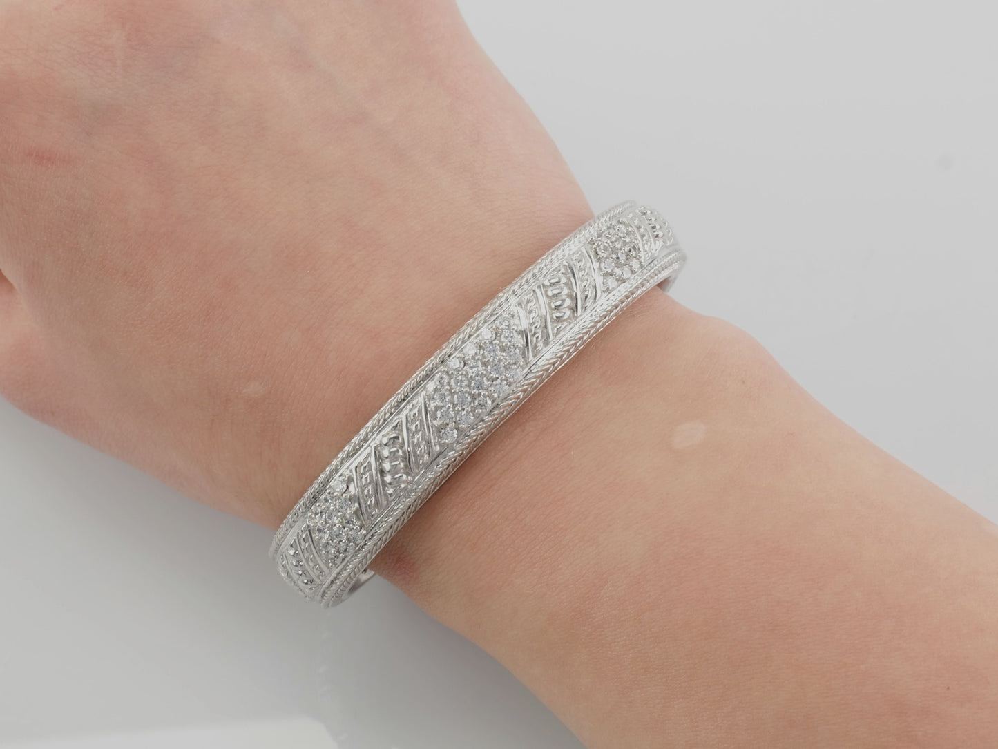 Vintage Judith Ripka Sterling Silver Cuff Bracelet CZ