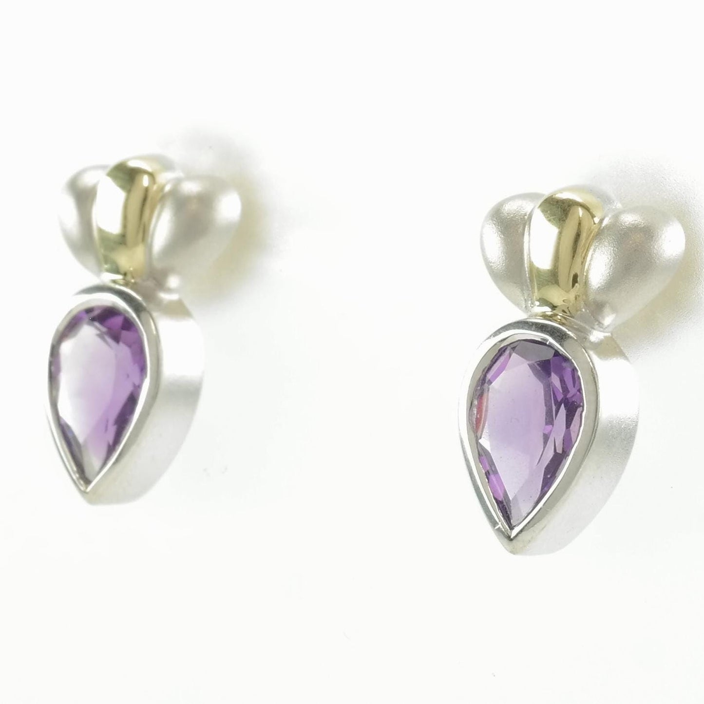 Sterling Silver Purple Amethyst 14K Gold Accent Earrings Stud