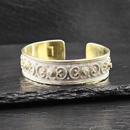 Greece Gkikas Gold Tone, Gilded Cuff Bracelet Sterling Silver