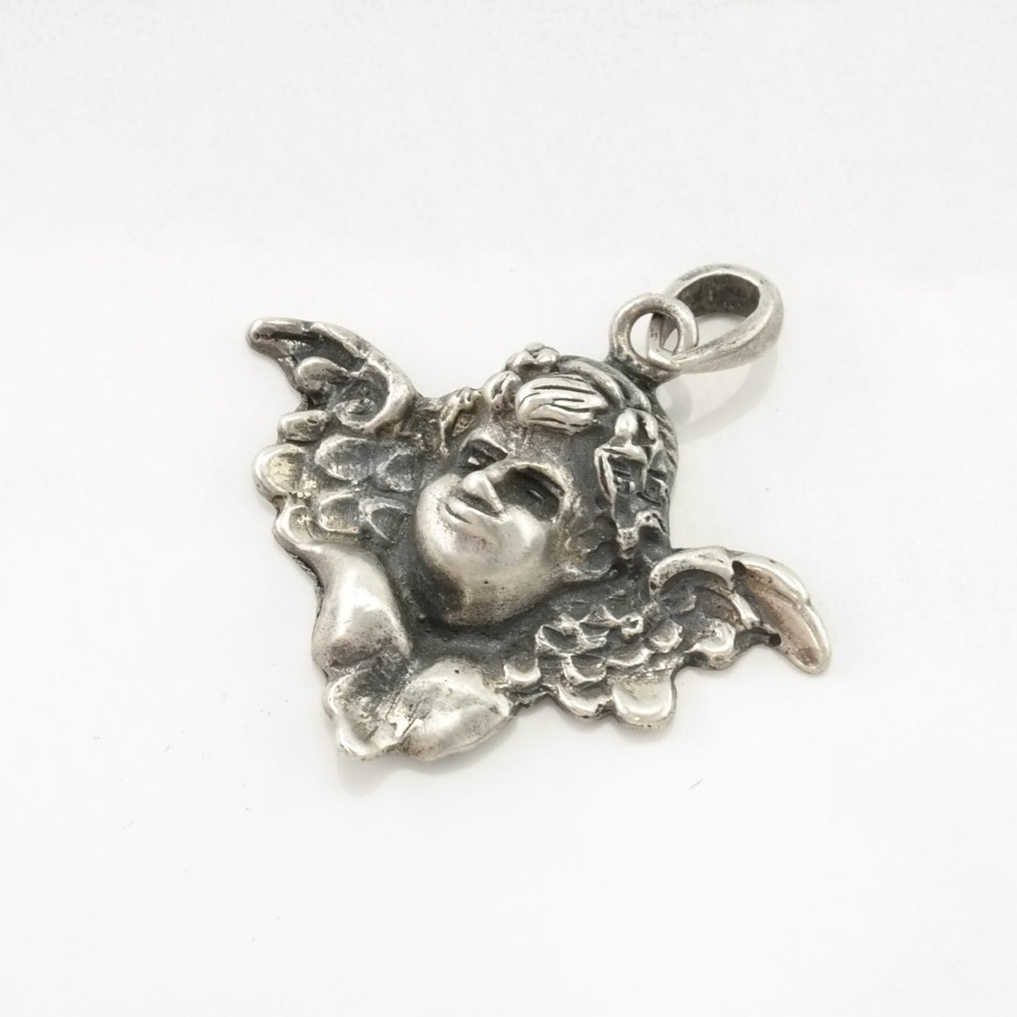 Vintage Cupid Bust Sterling Silver Pendant