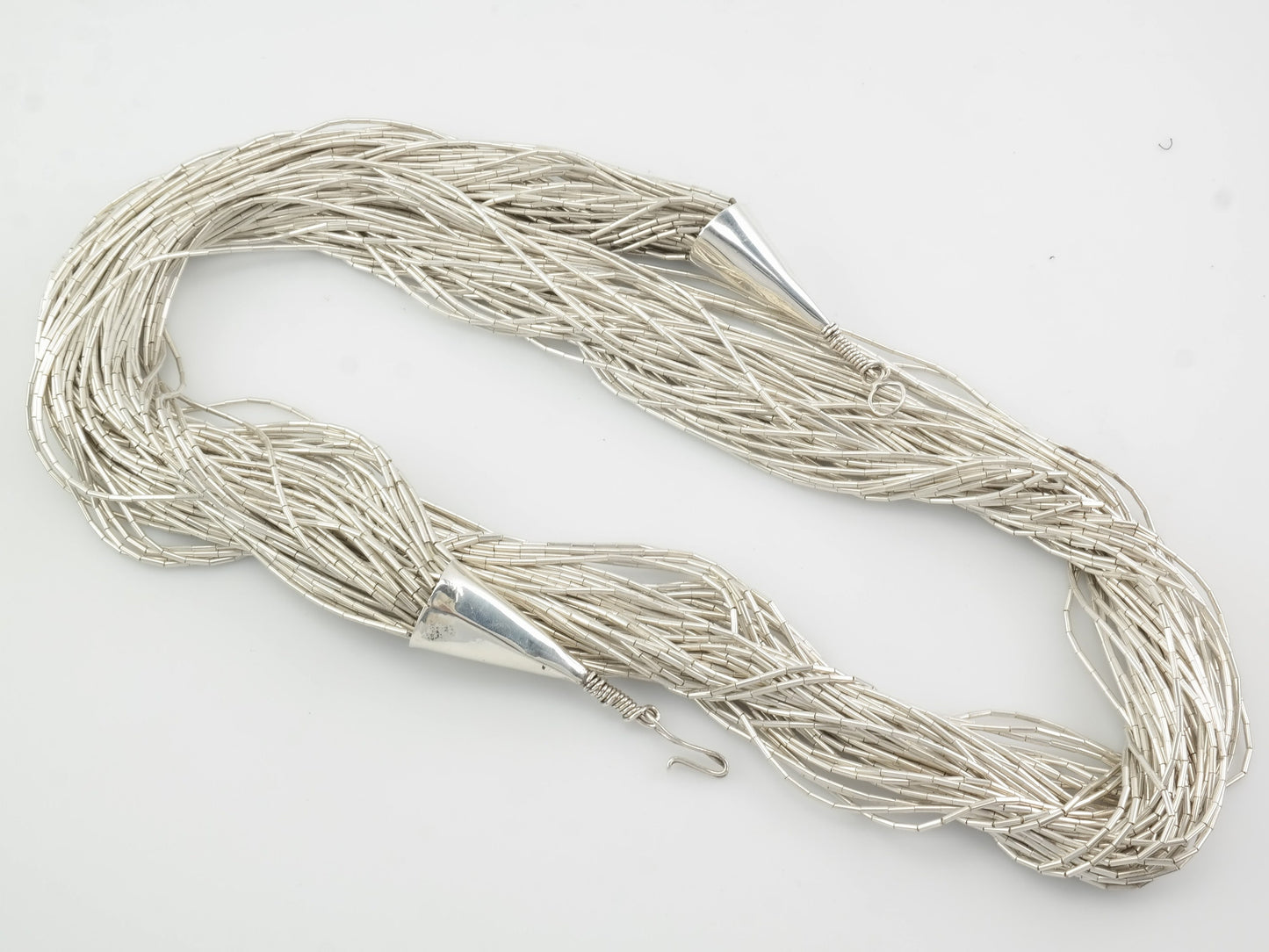 Vintage Native American Sterling Silver Huge Liquid Silver, 50 strand 34" Necklace
