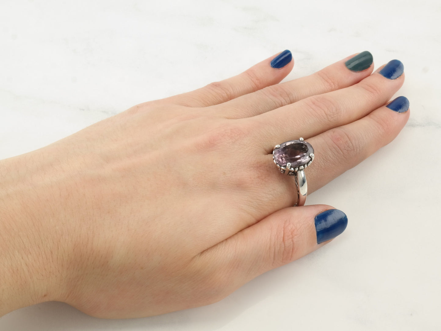 Vintage Kabana Sterling Silver Ring Amethyst Size 9