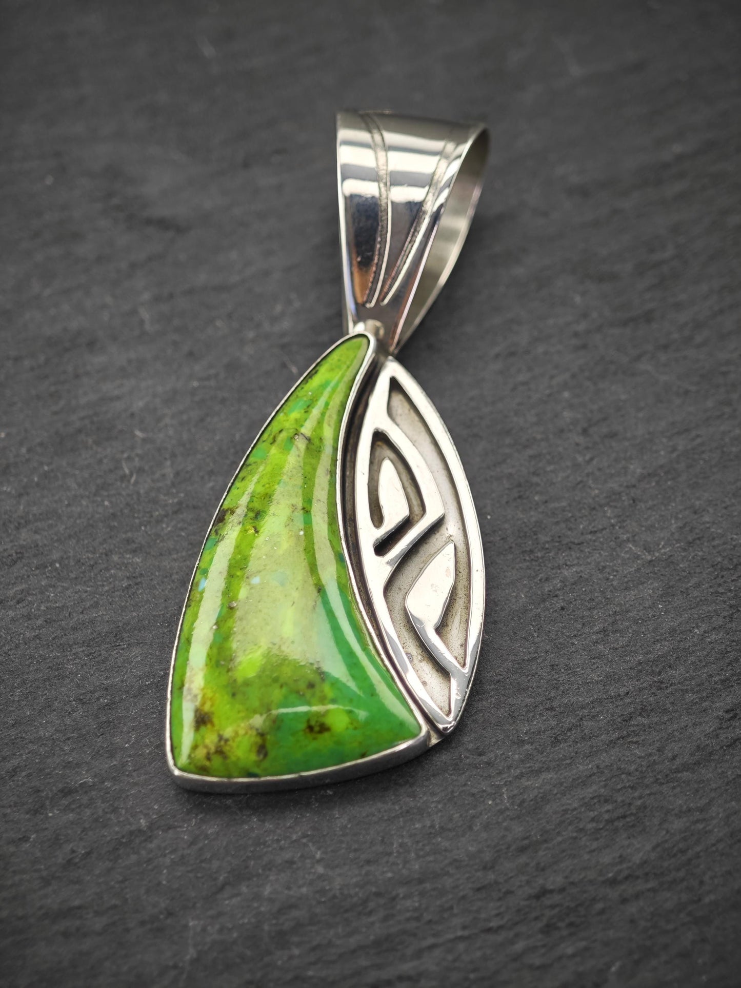 DTR Green Dyed Turquoise Pendant, Sterling Silver