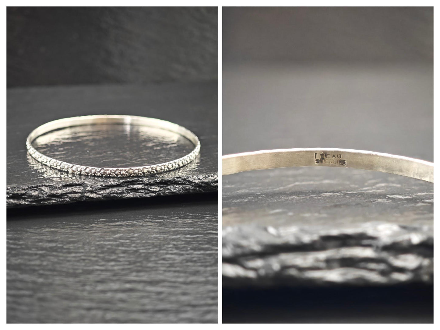 Choice of Stackable Repousse, Bangle Bracelet Sterling Silver