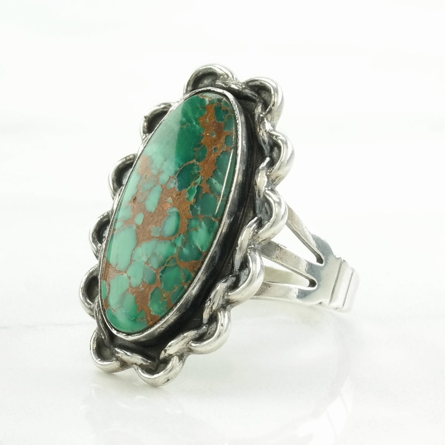 Vintage Native American Silver Ring Turquoise Oval Sterling Size 7 1/4