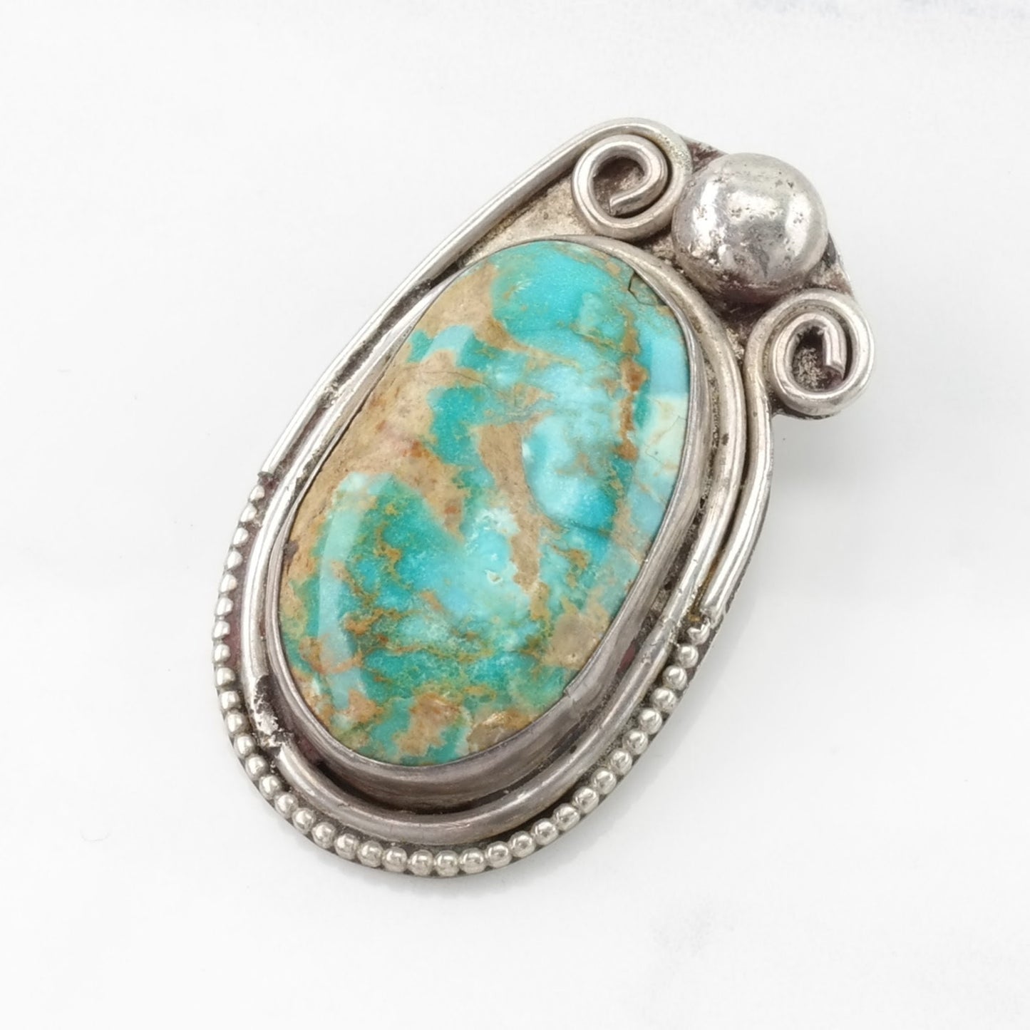 Vintage Native American Turquoise Sterling Silver Pendant