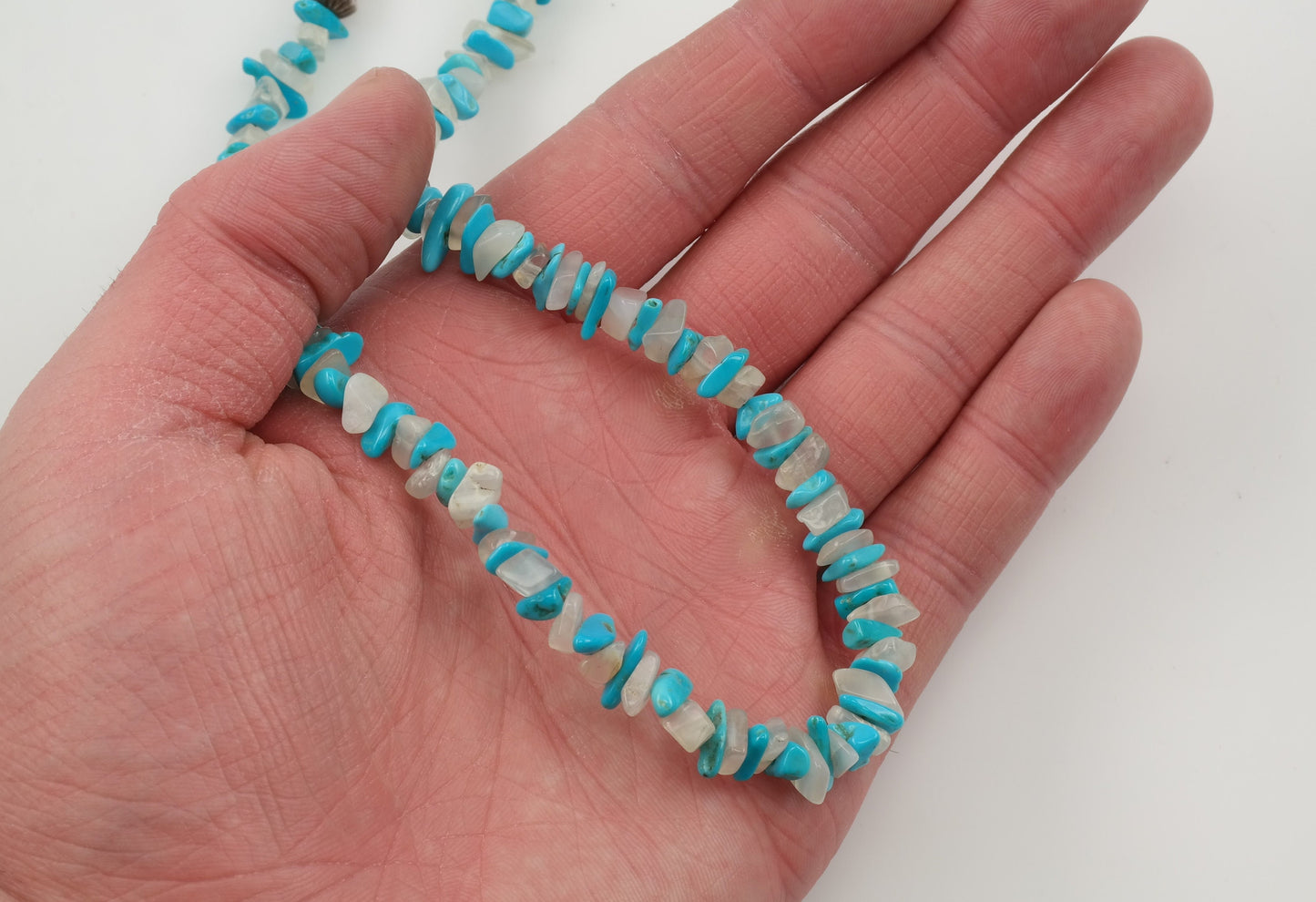 Vintage Running Bear Sterling Silver Turquoise, Quartz Necklace