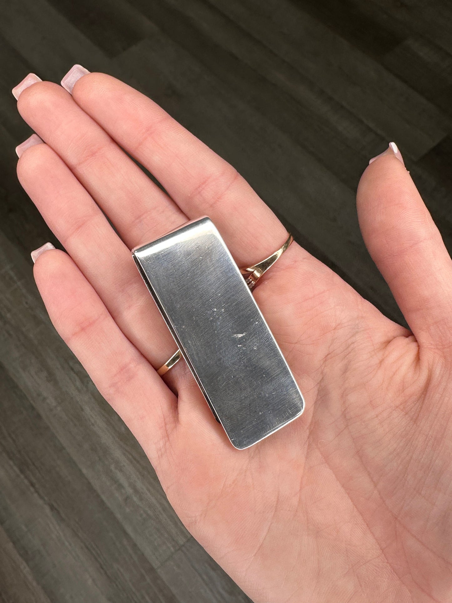 Vintage Tiffany & Co Money Clip On Engraving Sterling Silver Pendant