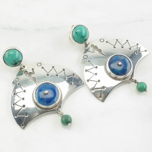 Turquoise Lapis Earrings Stud Dangle