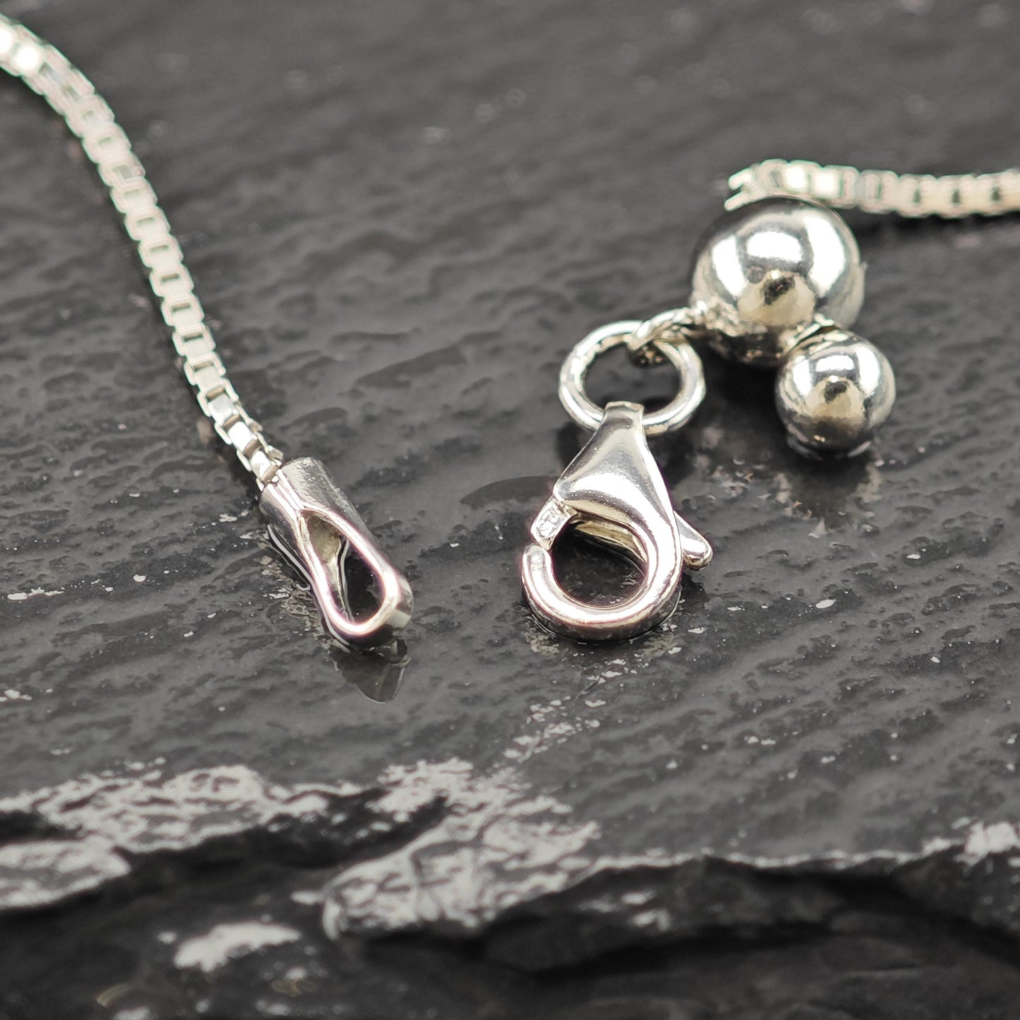 Adjustable slider Box Chain Sterling Silver Necklace 24" N2629