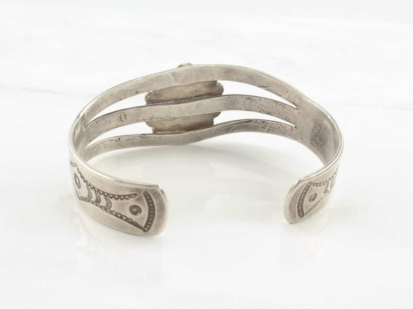 Native American Sterling Silver Cuff Bracelet Turquoise Chick