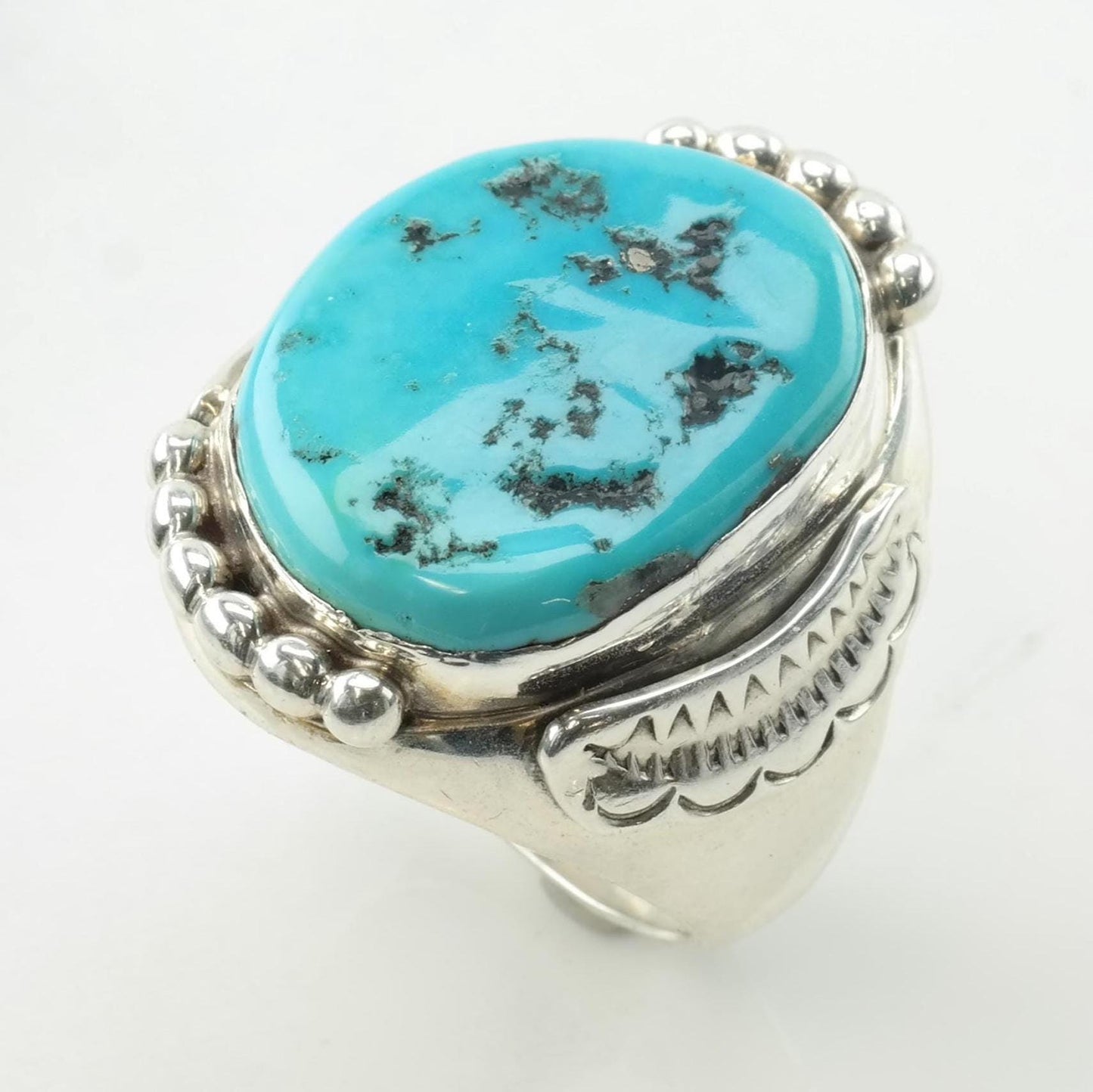Native American Silver Ring Sleeping Beauty, Turquoise Large Sterling Blue Size 10 3/4
