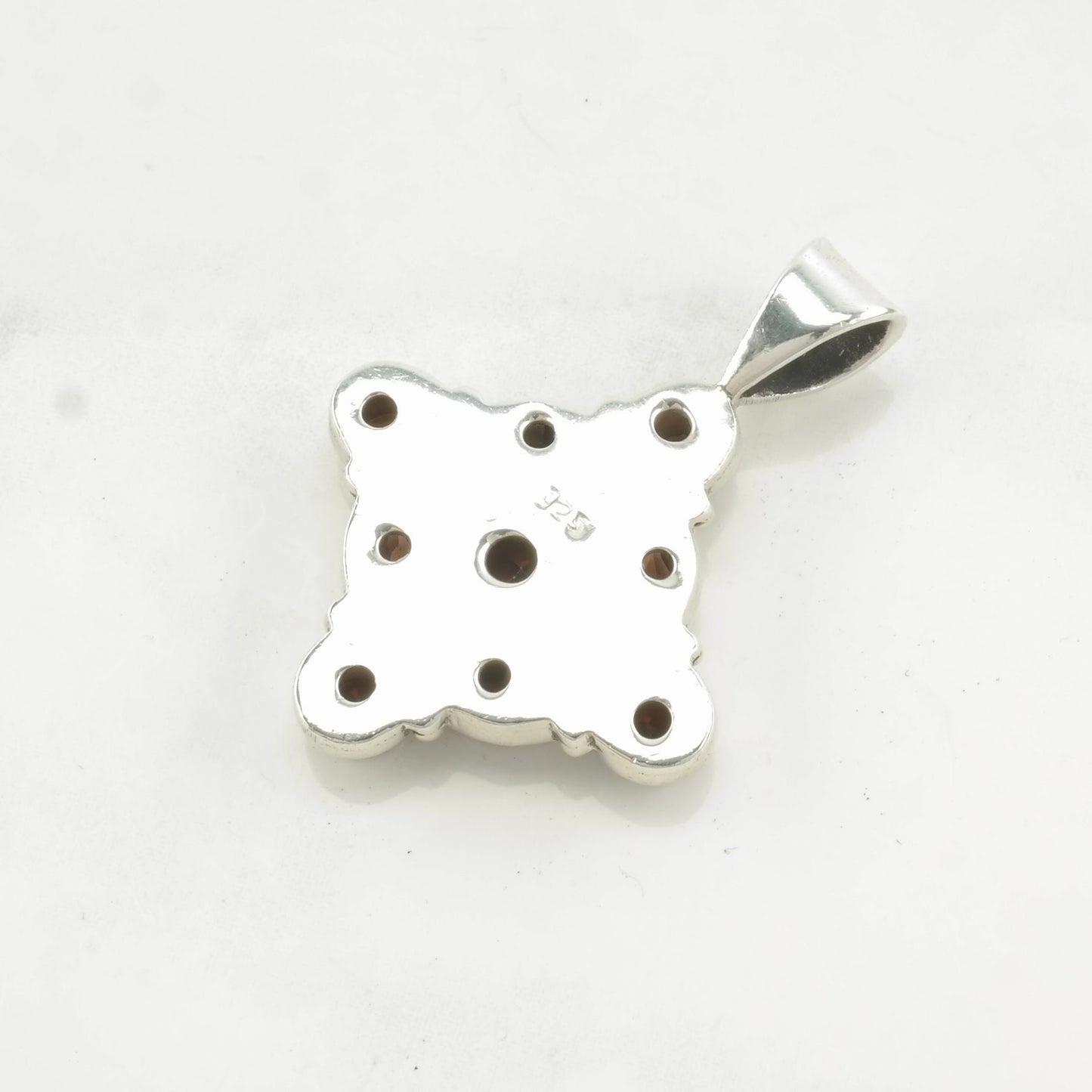 Vintage Garnet Cluster Sterling Silver Pendant