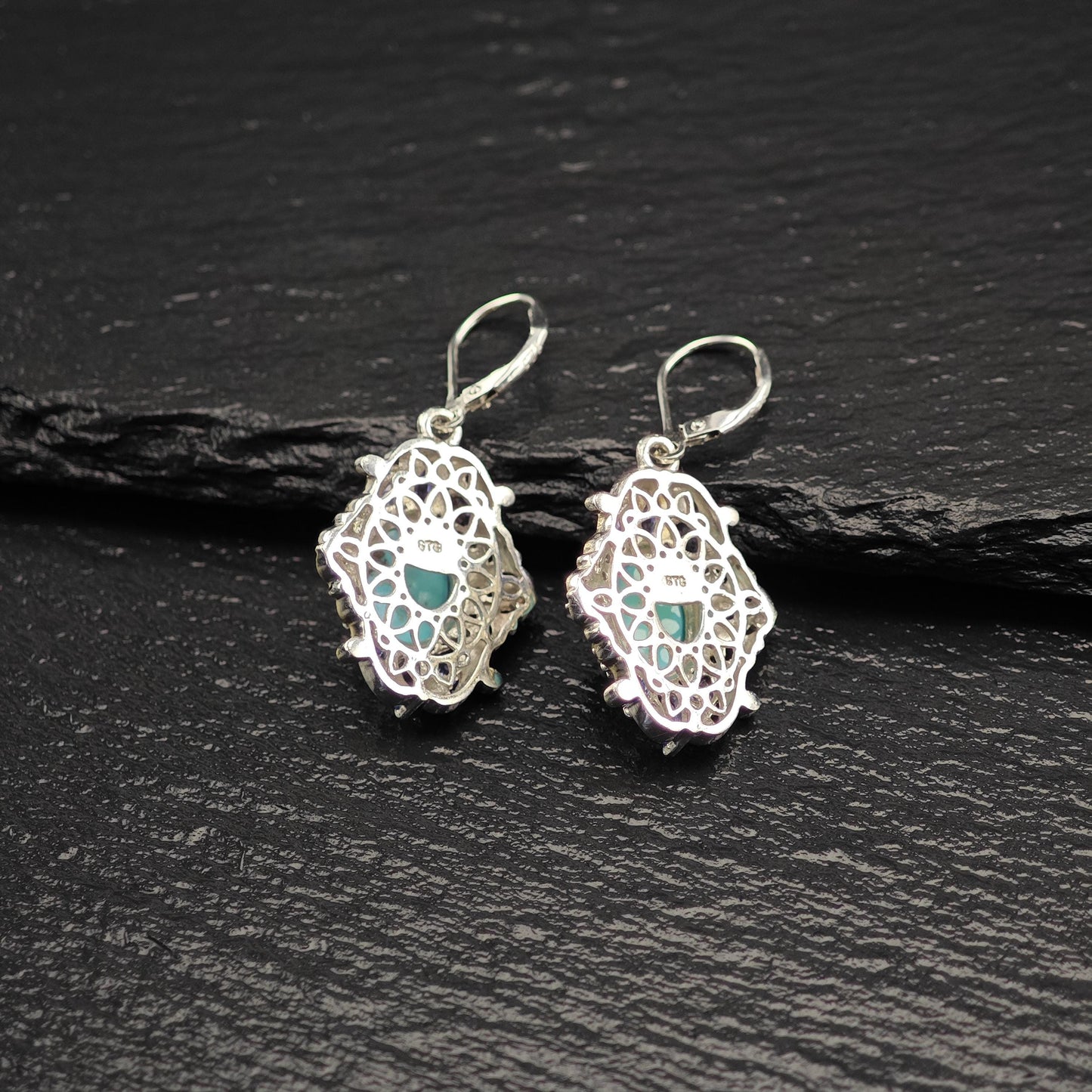 Turquoise Tanzanite Lever Back Earrings in Sterling Silver - Multi-Color Design