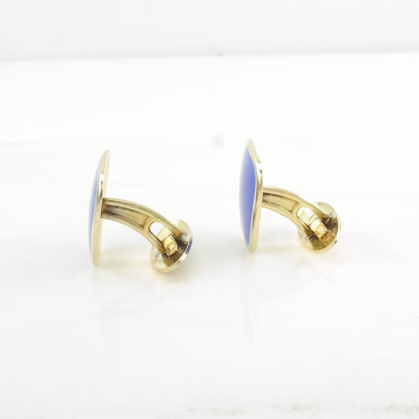 Vintage Norway OPRO Blue Enamel Sterling Silver Cufflinks