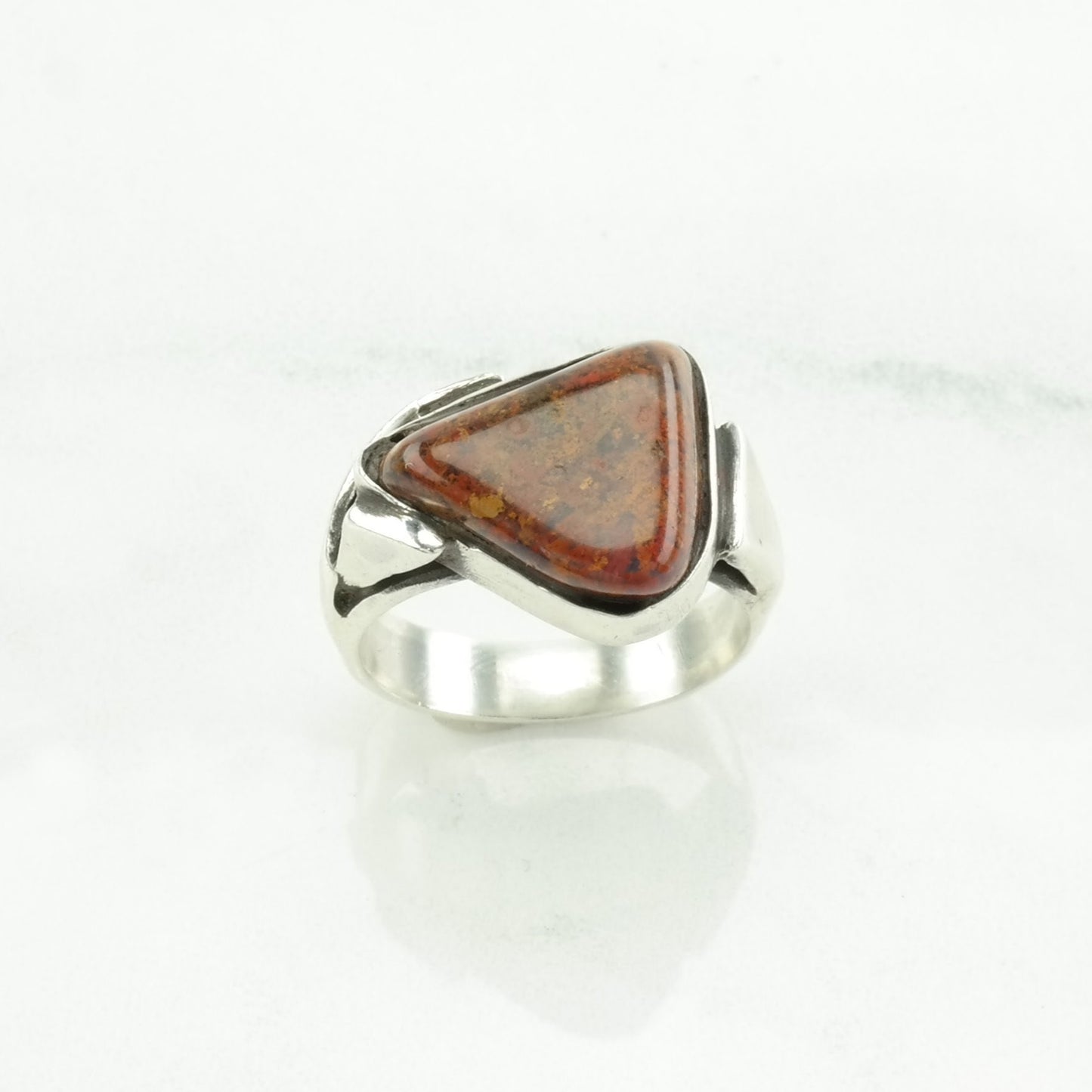 Vintage Native American Silver Ring Dinosaur Bone Sterling Brown Size 6 1/4