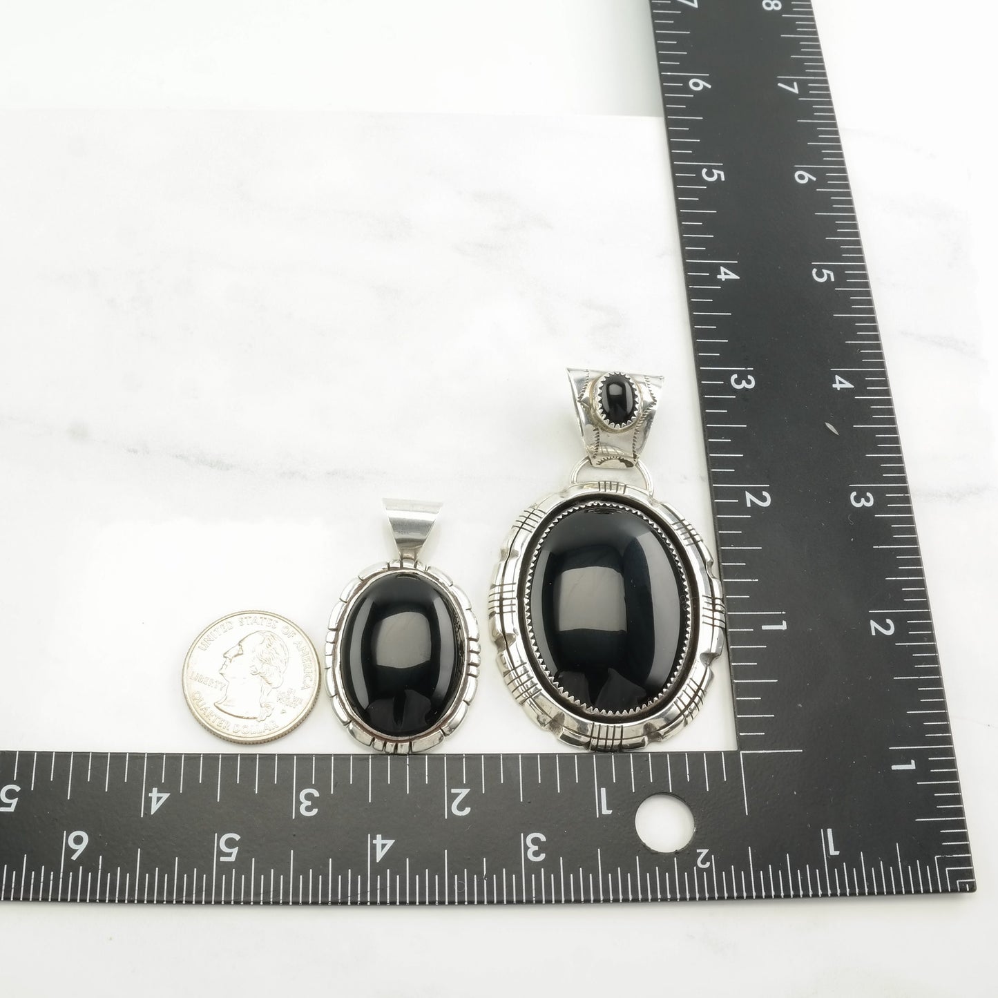 Choice of Vintage Native American Onyx Oval Sterling Silver Pendant