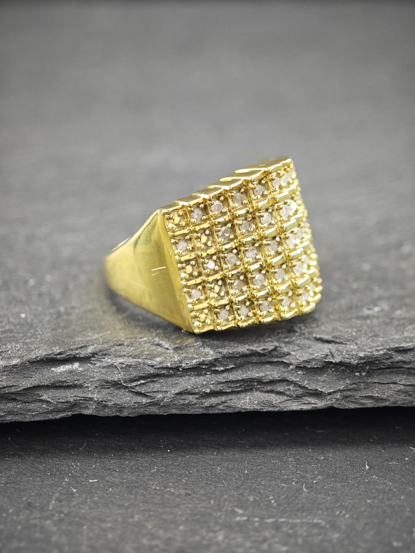 Vintage Gold Diamond Ring Sterling Silver Plated Sz 9