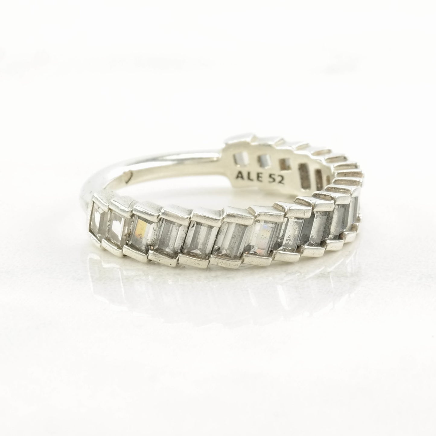 Pandora Silver Ring Reflective Stone Band Sterling Sz6 1/4 R4620
