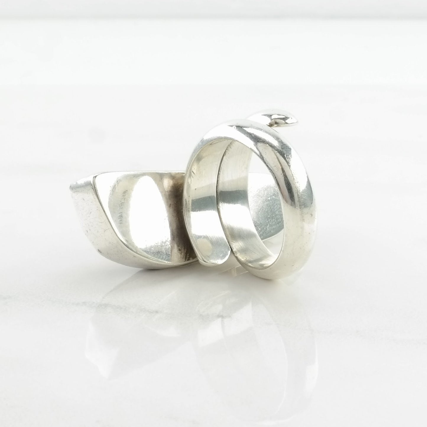 Vintage RLA, Richard Lindsay Silver Ring Chrysocolla in Copper Navette Sterling Brown Size 6 1/2