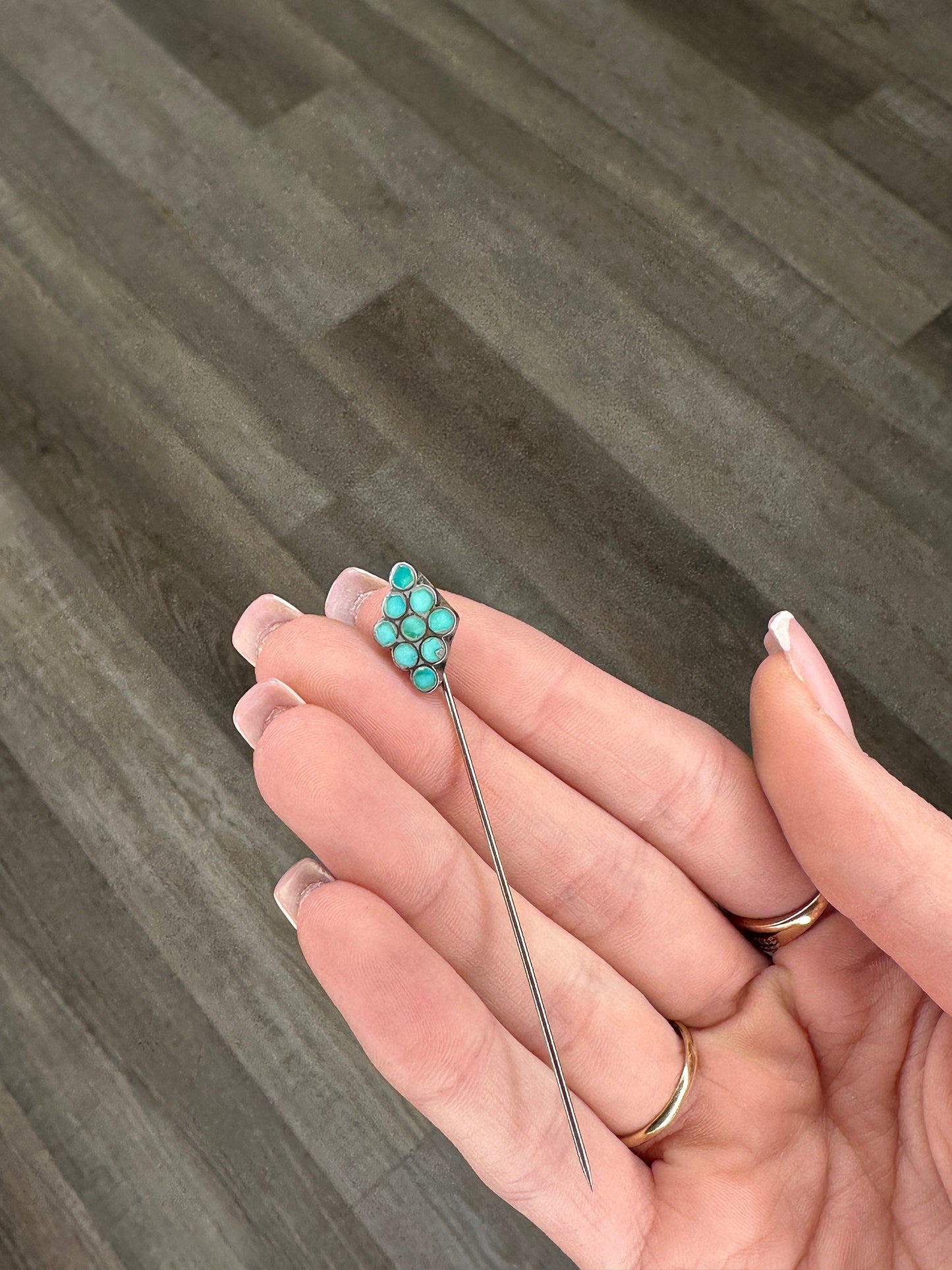Silver Brooch Cluster Turquoise Sterling