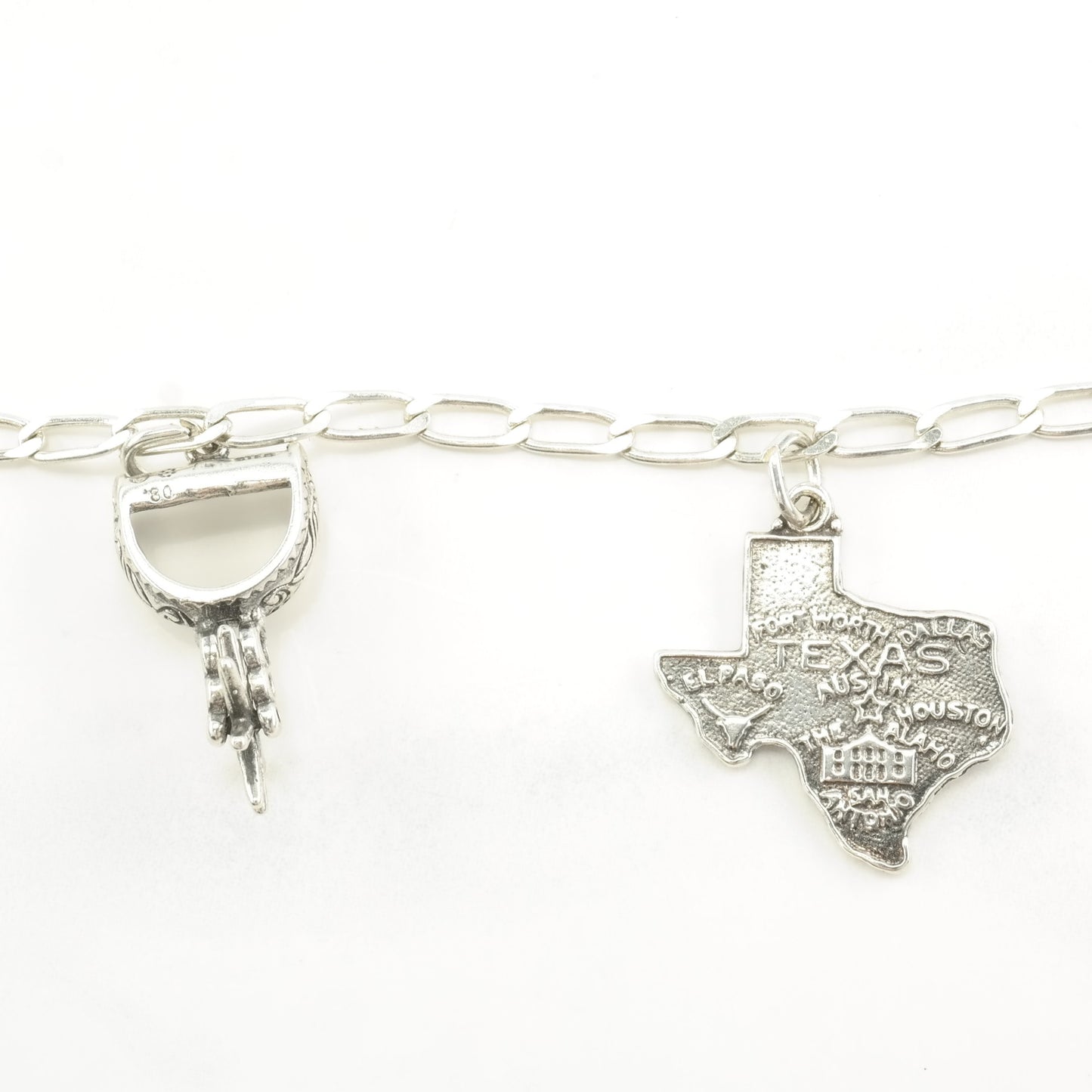 Vintage Sterling Silver Buffalo Western Charms Necklace