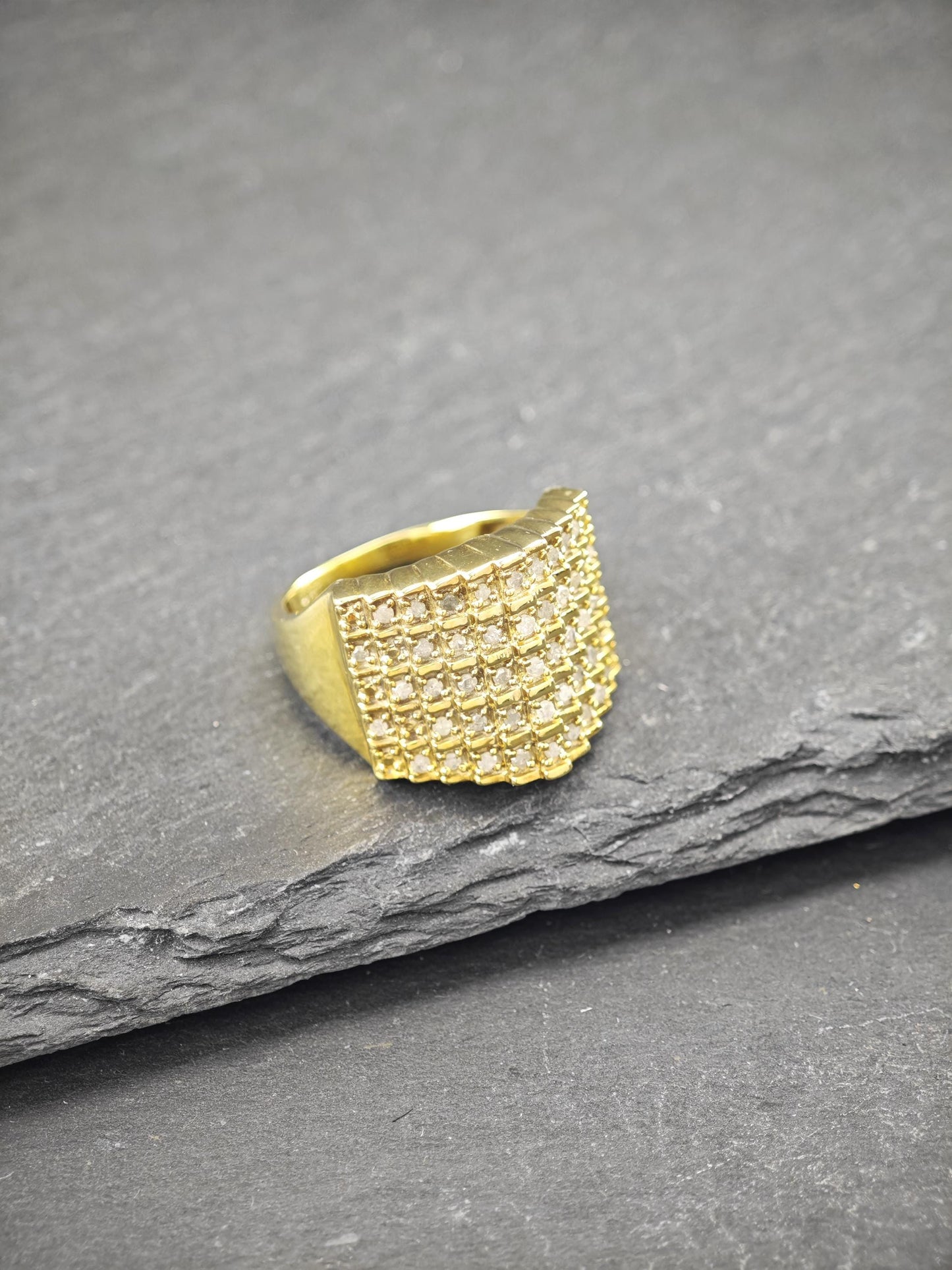 Vintage Gold Diamond Ring Sterling Silver Plated Sz 9