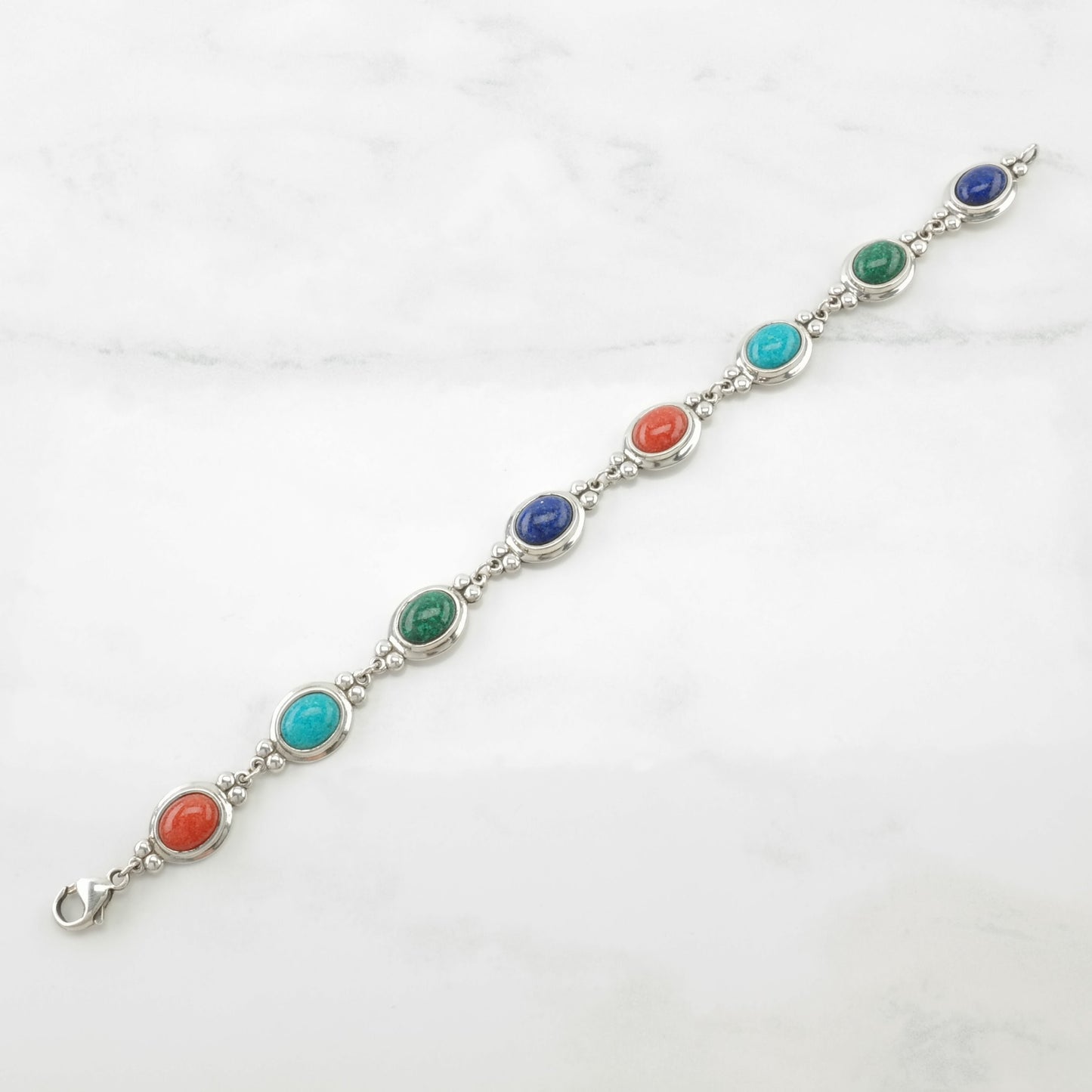 Choice of Carolyn Pollack Sterling Silver Link Bracelet Lapis Lazuli, Multi Stone