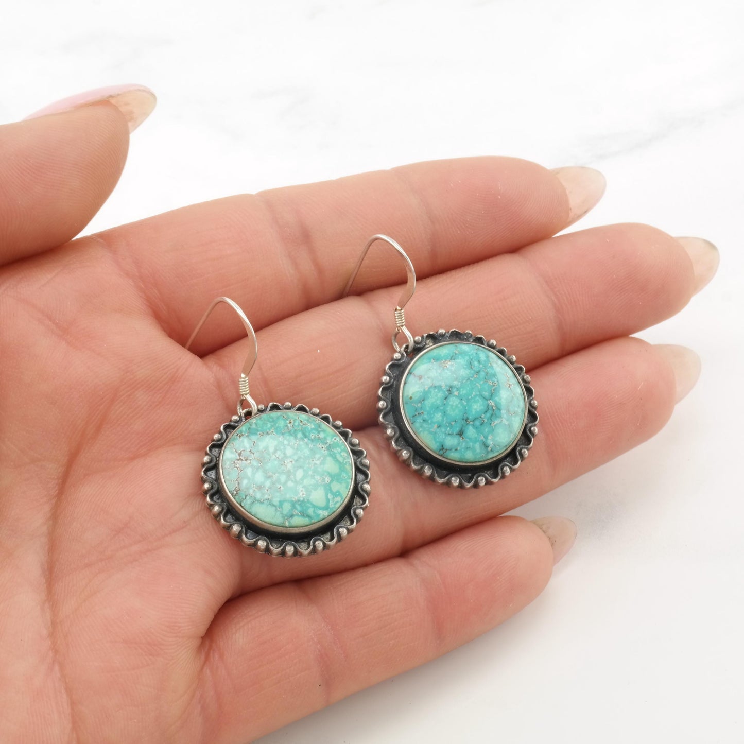 Vintage Native American, Sterling Silver Fish Hook Earrings