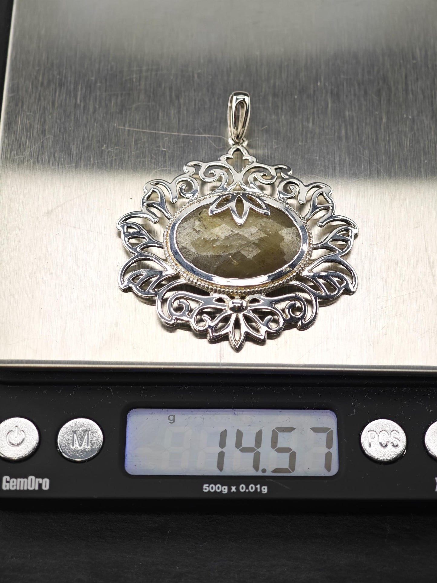 PTI Corundum Filigree Sterling Silver Pendant