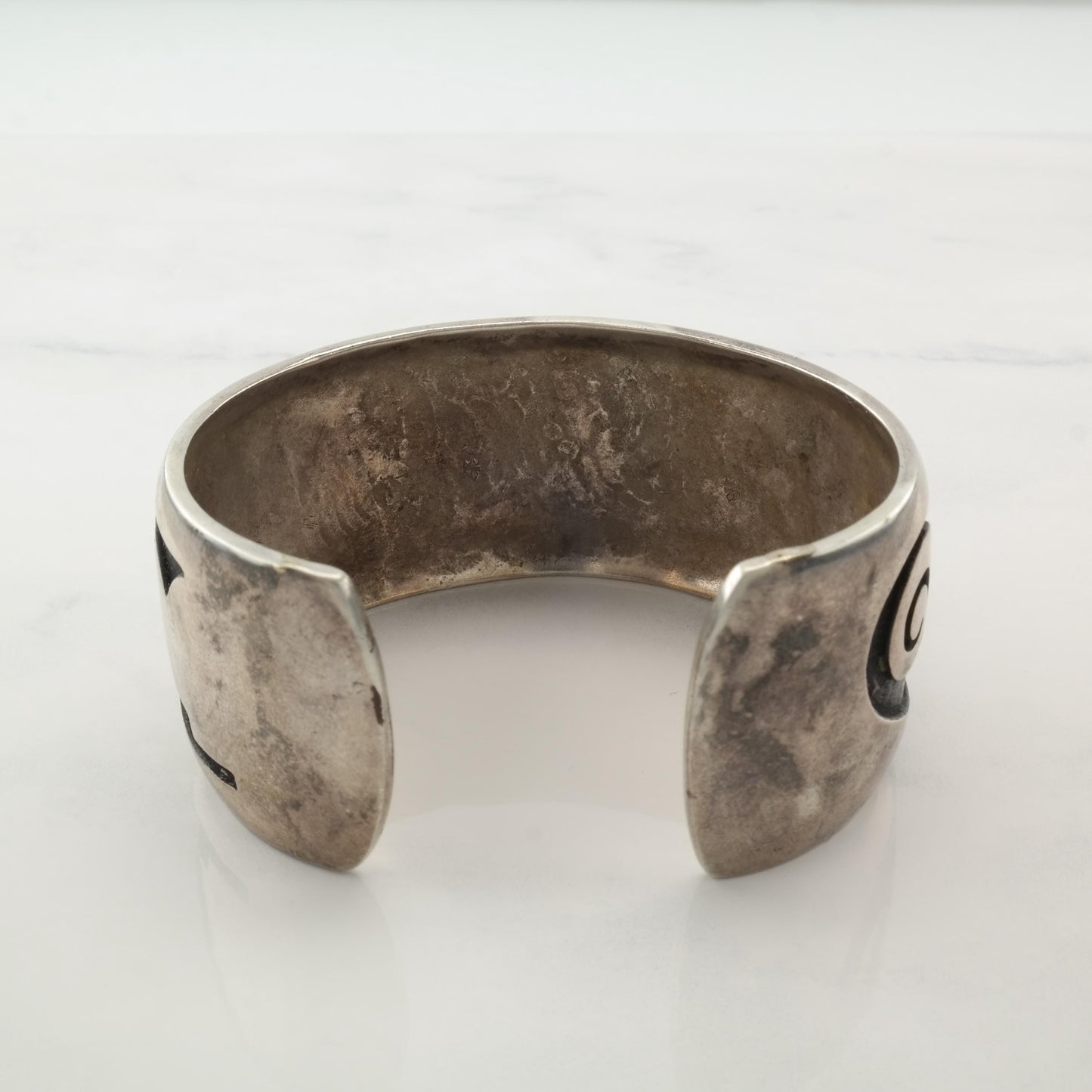 Native American Overlay Cuff Bracelet Bernard Dawahoya Hopi Sterling Silver