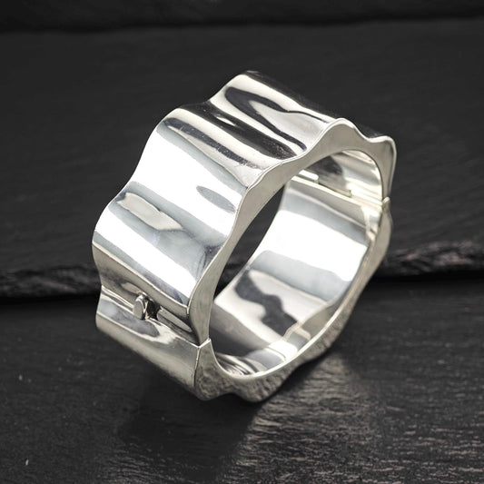 Taxco Mexico, Abstract Cuff Bracelet Sterling Silver