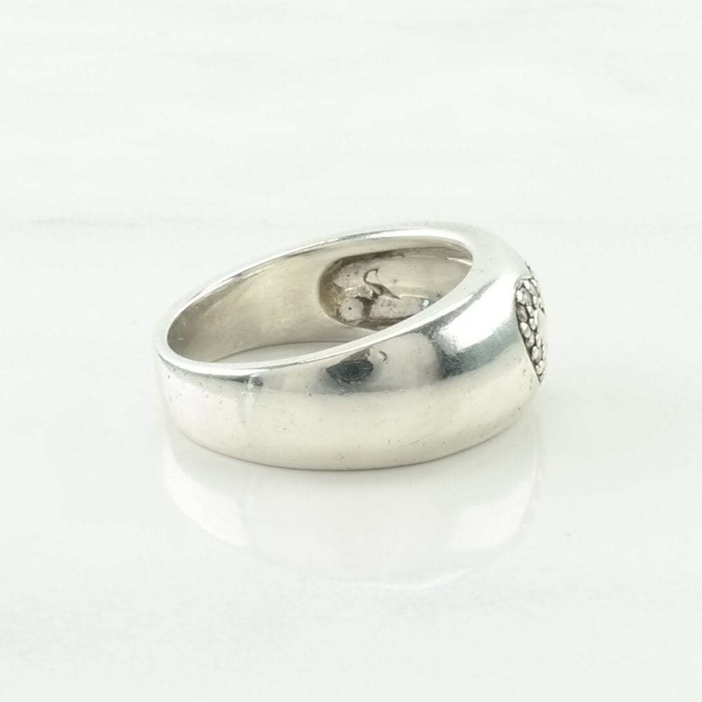 Vintage .15 cttw Silver Ring Diamond Heart, Inlay Sterling Size 7