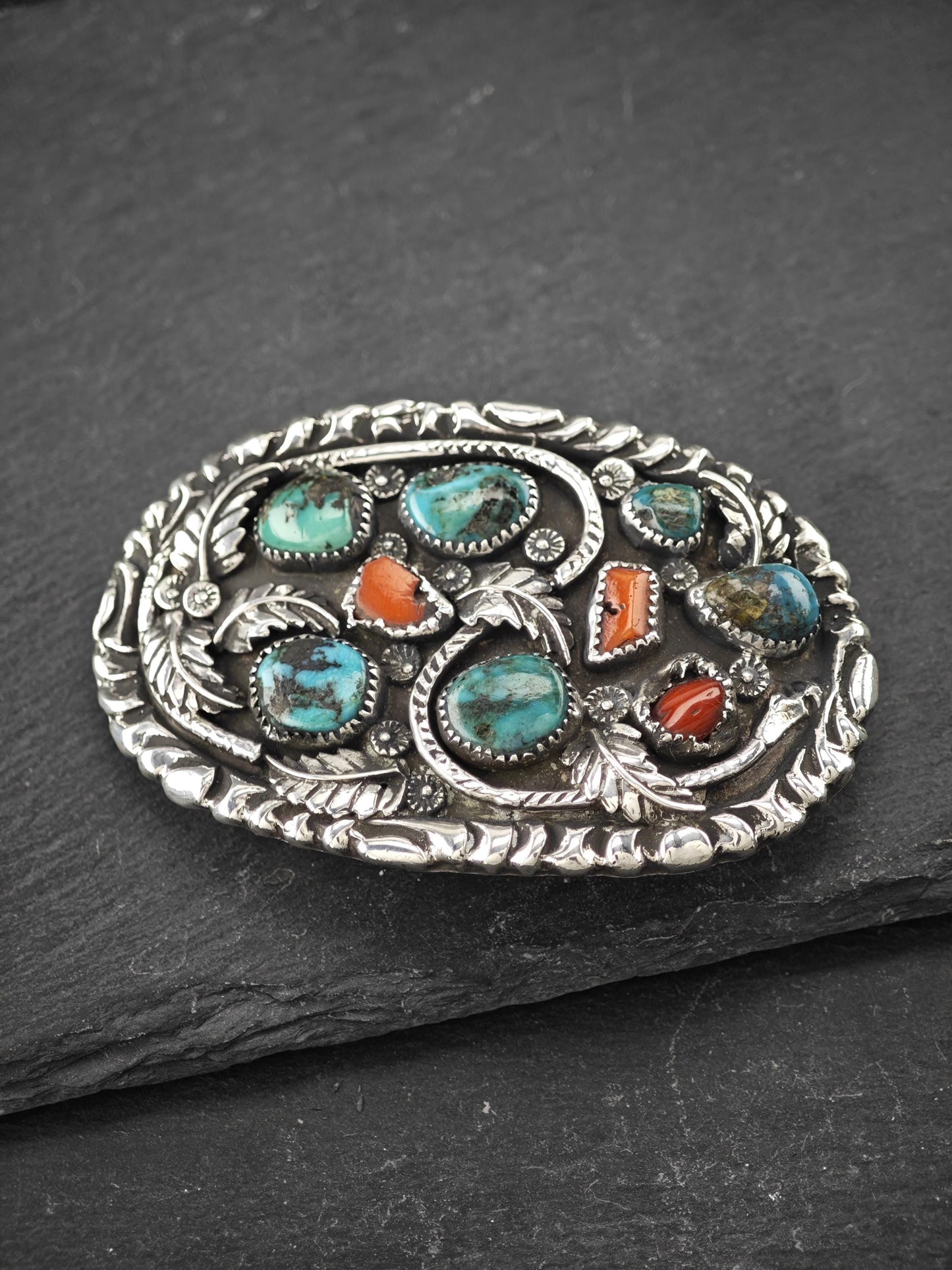 Attr Dan Simplicio Zuni, Native American Belt Buckle Sterling Silver