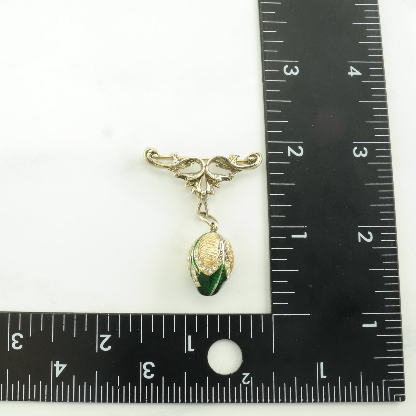 Vintage Soviet USSR Enamel, CZ Egg Sterling Silver Pendant