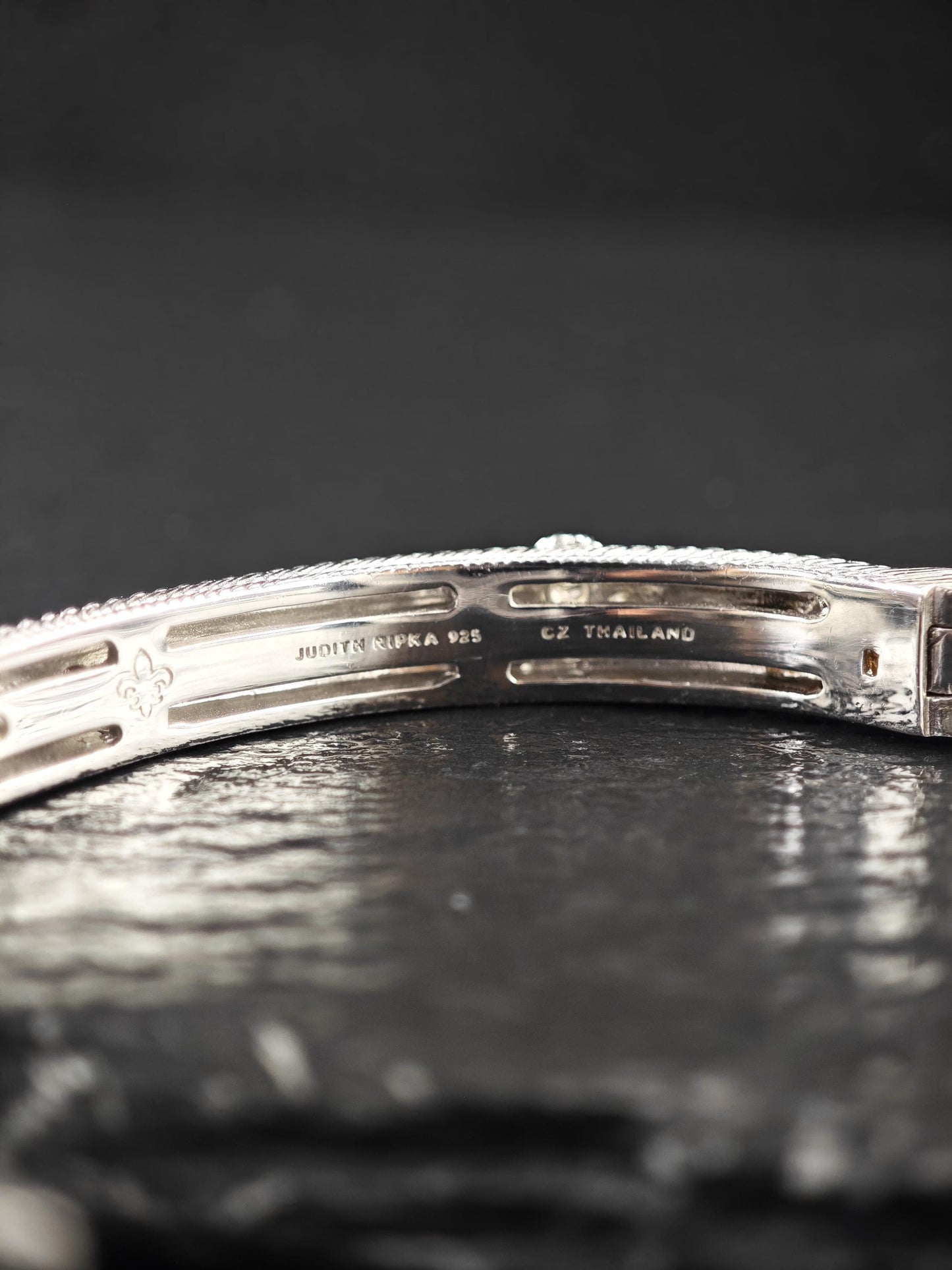 Judith Ripka DQCZ Bangle Bracelet Sterling Silver