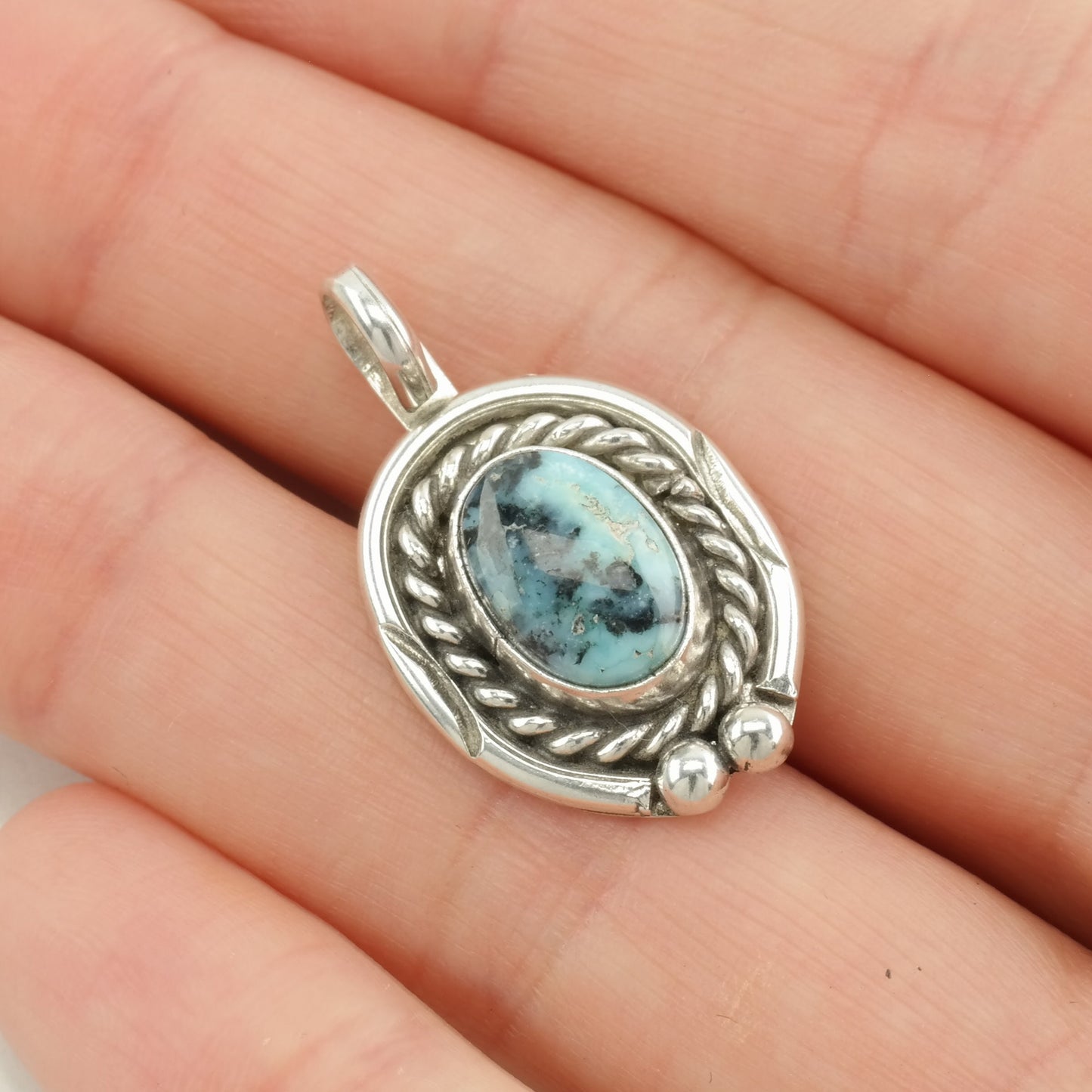 Choice Native American Turquoise Pendant Sterling Silver
