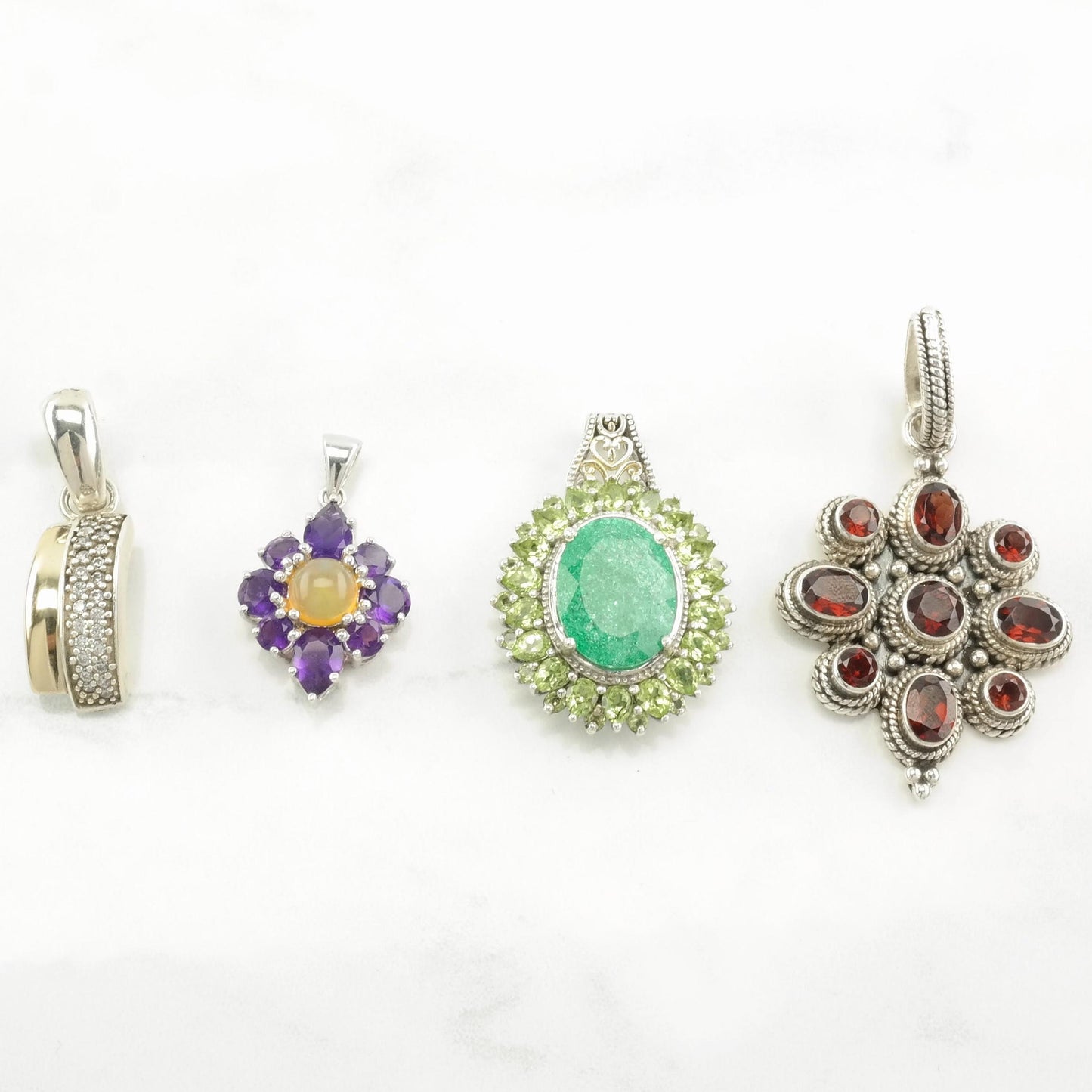 Vintage Choice Of Multi Gemstone Sterling Silver Pendant