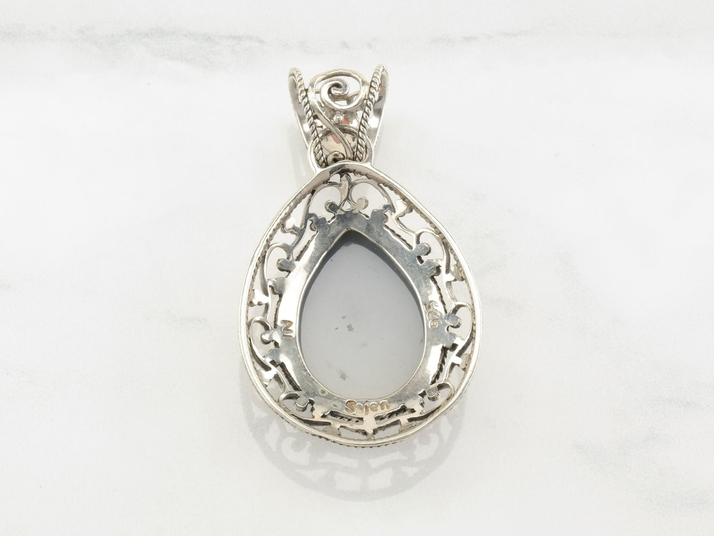 Sterling Silver Druzy Filigree Pink Pendant P1726