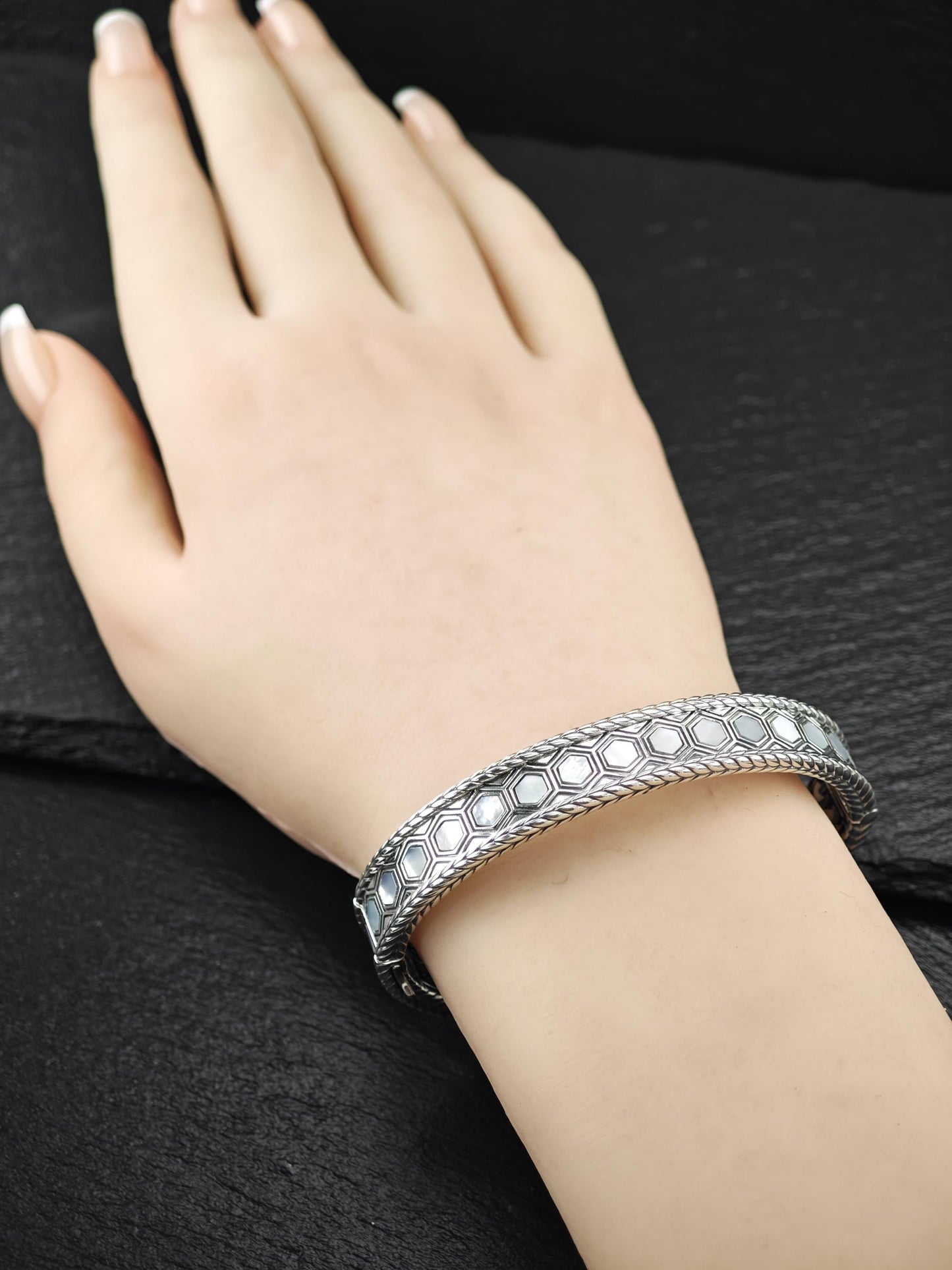 Jai MOP Bangle Bracelet Sterling Silver
