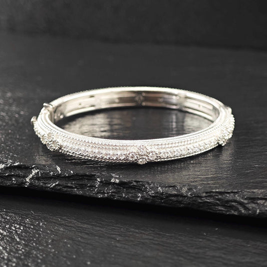 Judith Ripka DQCZ Bangle Bracelet Sterling Silver