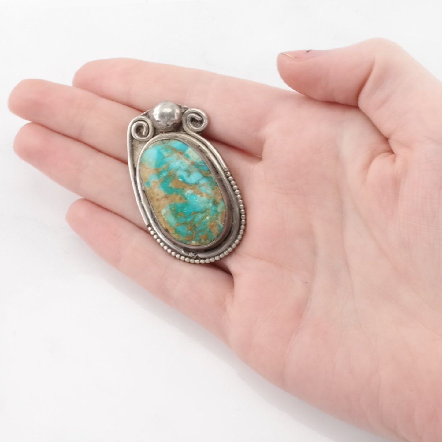 Vintage Native American Turquoise Sterling Silver Pendant