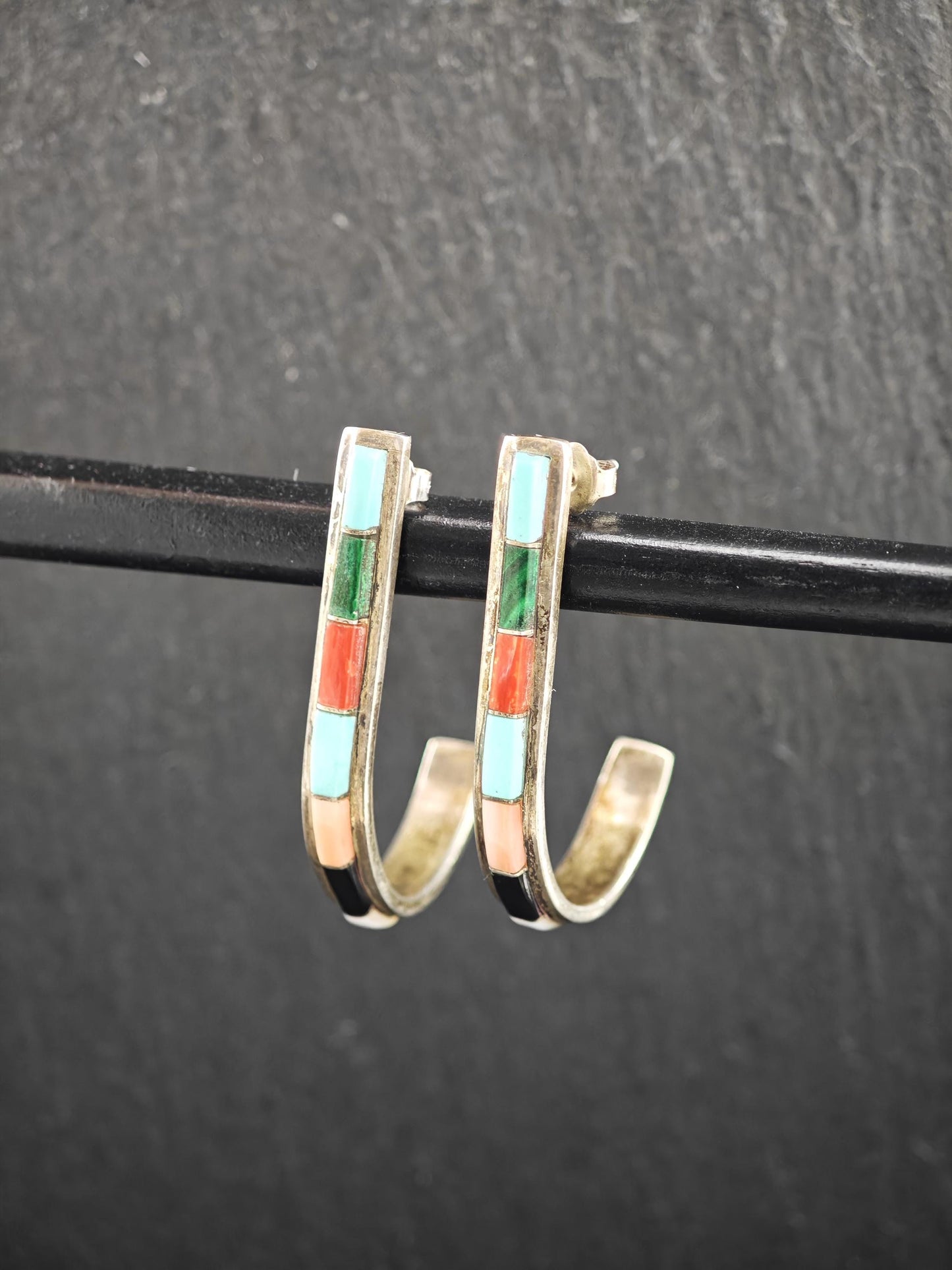 Native American, Hook Stud Earrings Sterling Silver